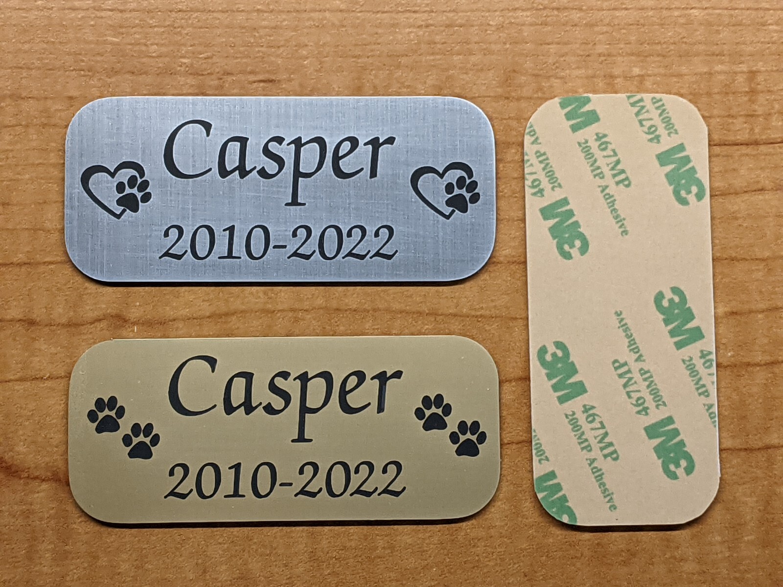 Custom Engraved 1.50×3.50 Silver or Gold Pet Name Memorial Urn Plaque Sign Plate