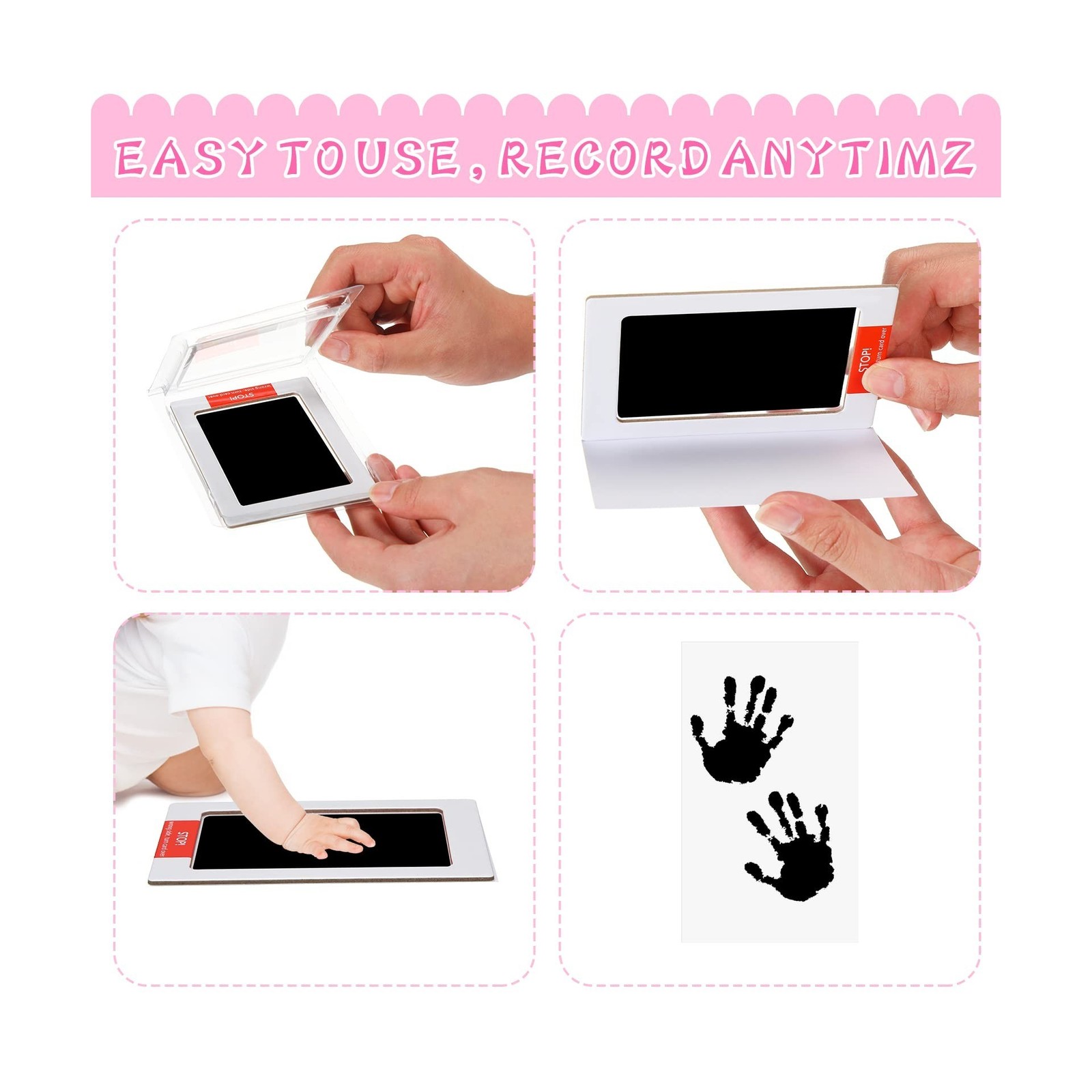 48 Pcs Inkless Baby Footprint Kit Includes 16 Pcs Colorful Ink … FAST USA SHIP
