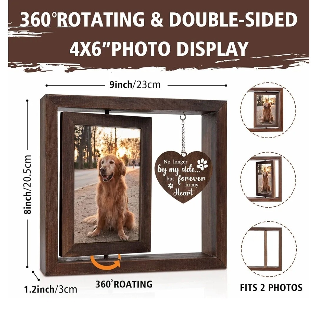 Dog&Cat Picture Frame Pet Memorial Gifts 360°Rotating Picture Frame (4×6″ Photo)