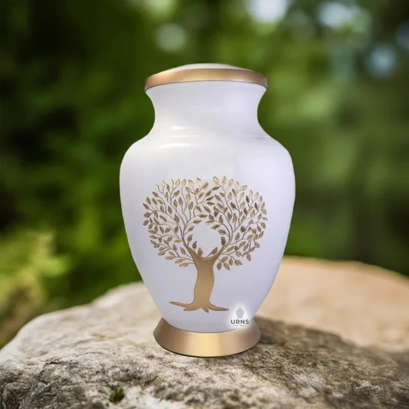 Tree of Life Ivory Golden Aria’s Memory Cremation Urn for Ashes