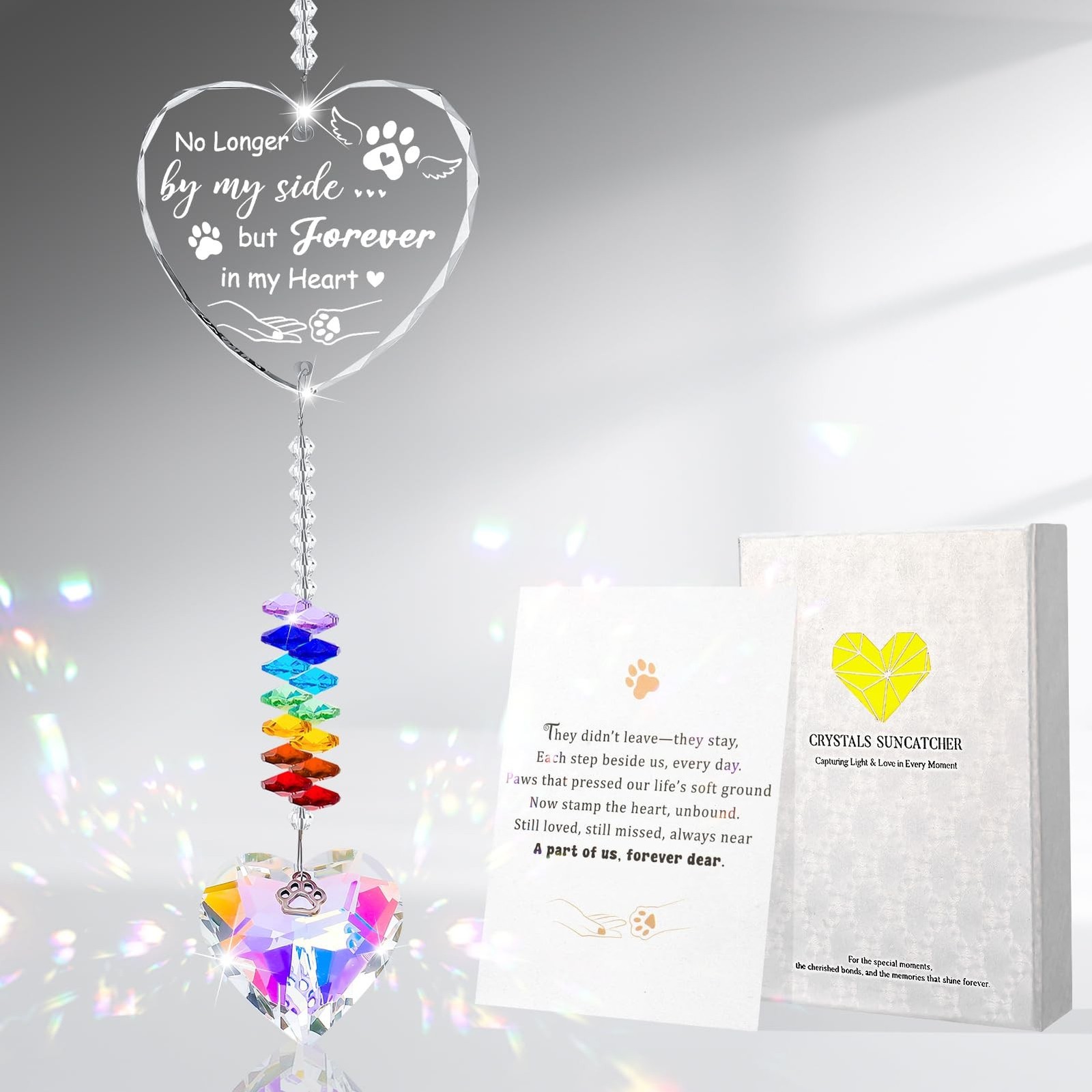 Dog Memorial Gifts for Loss of Dog,Crystal Suncatcher with Heart Prism and Pa…