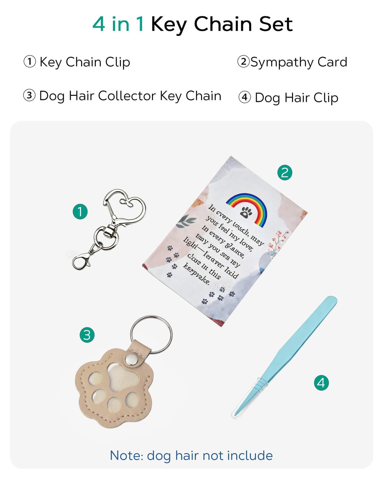 Cat & Dog Hair Keychain, Leather Dog Paw Hair Holder Fur Collection Key Chain…