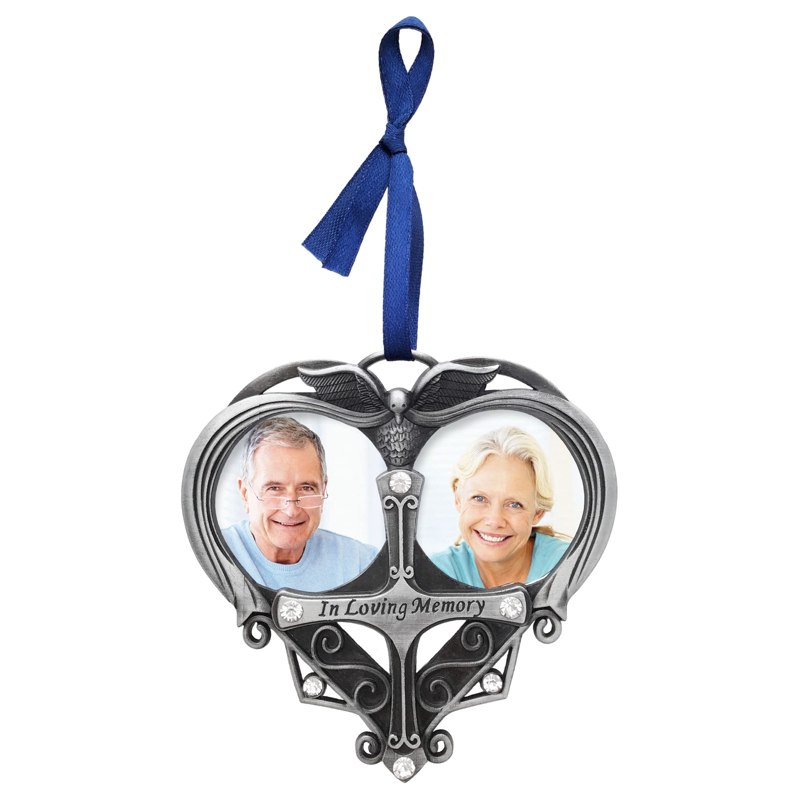 Double Photo Memorial Christmas Ornament, in Loving Memory Bereavement Orname…