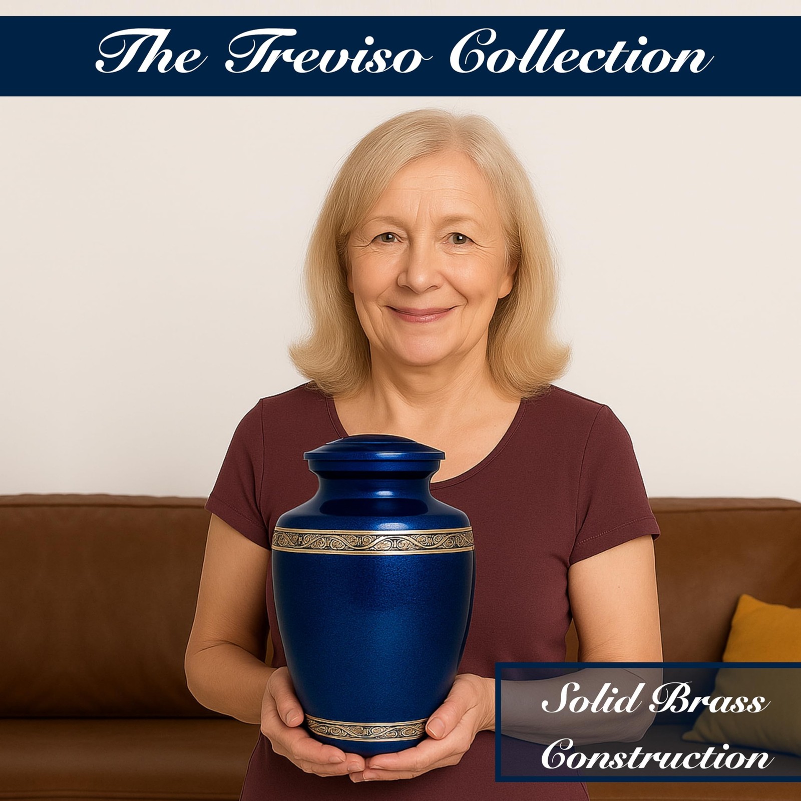 Blue Funeral Cremation Urn for Human Ashes – Hand Made in Brass – Suitable fo…