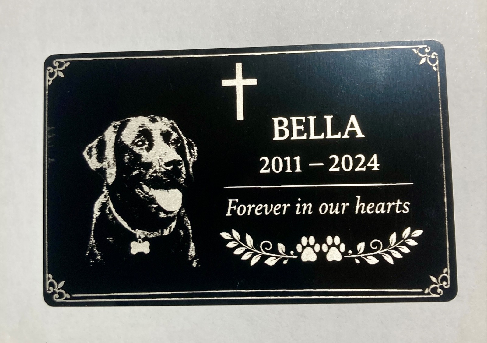 Personalised Pet Memorial Plaque Custom Photo Engraved Aluminium Dog Cat Horse