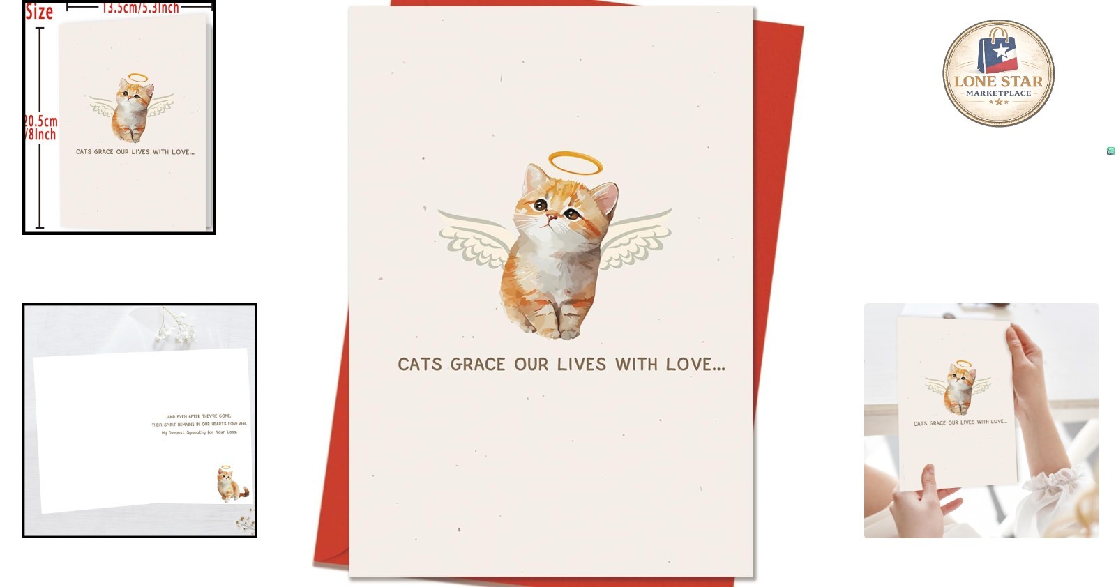 Heartfelt Cat Loss Sympathy Card with Envelope – Comforting Bereavement Message