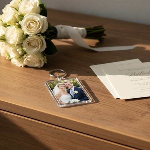 6PCS Acrylic Photo Frame Keychain Holder, 2 Size Personalized Custom Picture