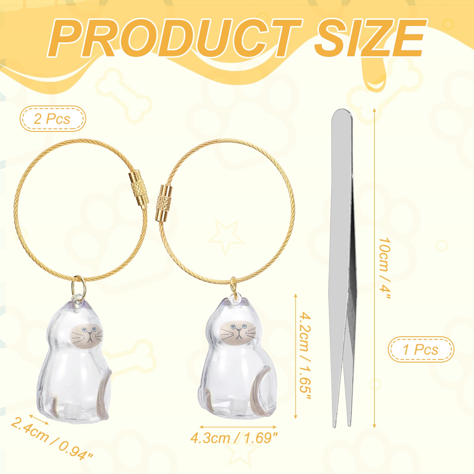 2Pcs Cat Hair Collector Keychain with Tweezers Style 4