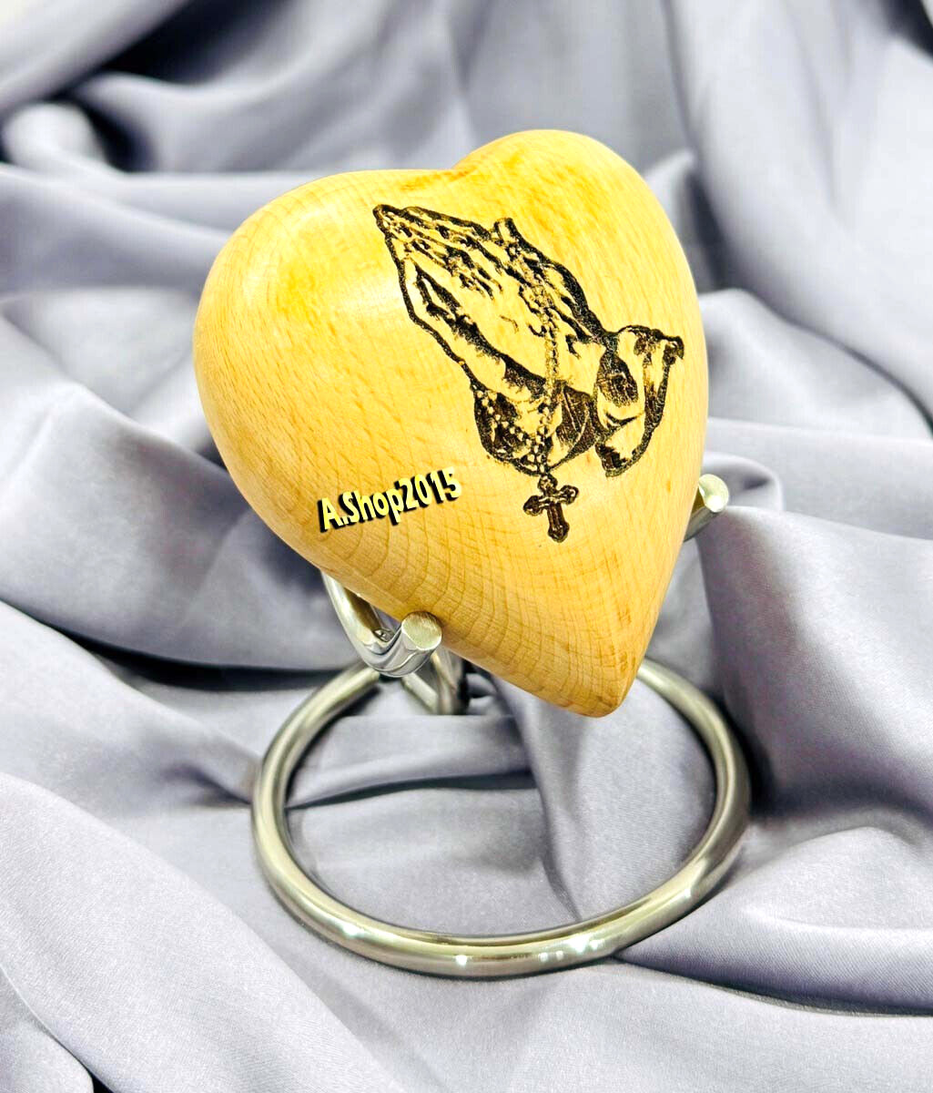 Wooden Heart Keepsake Urn – Mini Ash Urn Small Handcrafted Cremation Urn