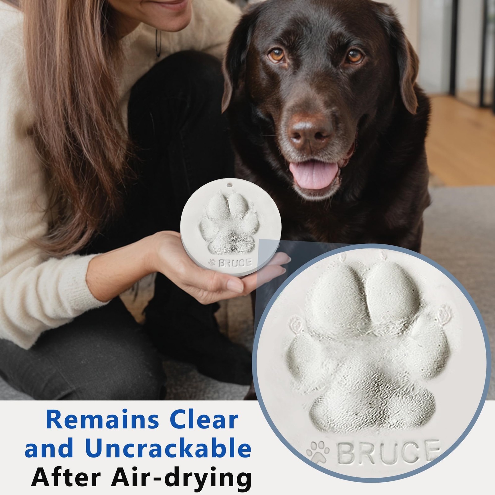 MYPAWLETS Pawprints Keepsake Kit for Dogs Cats,Make Make 3（3 Circles）, White