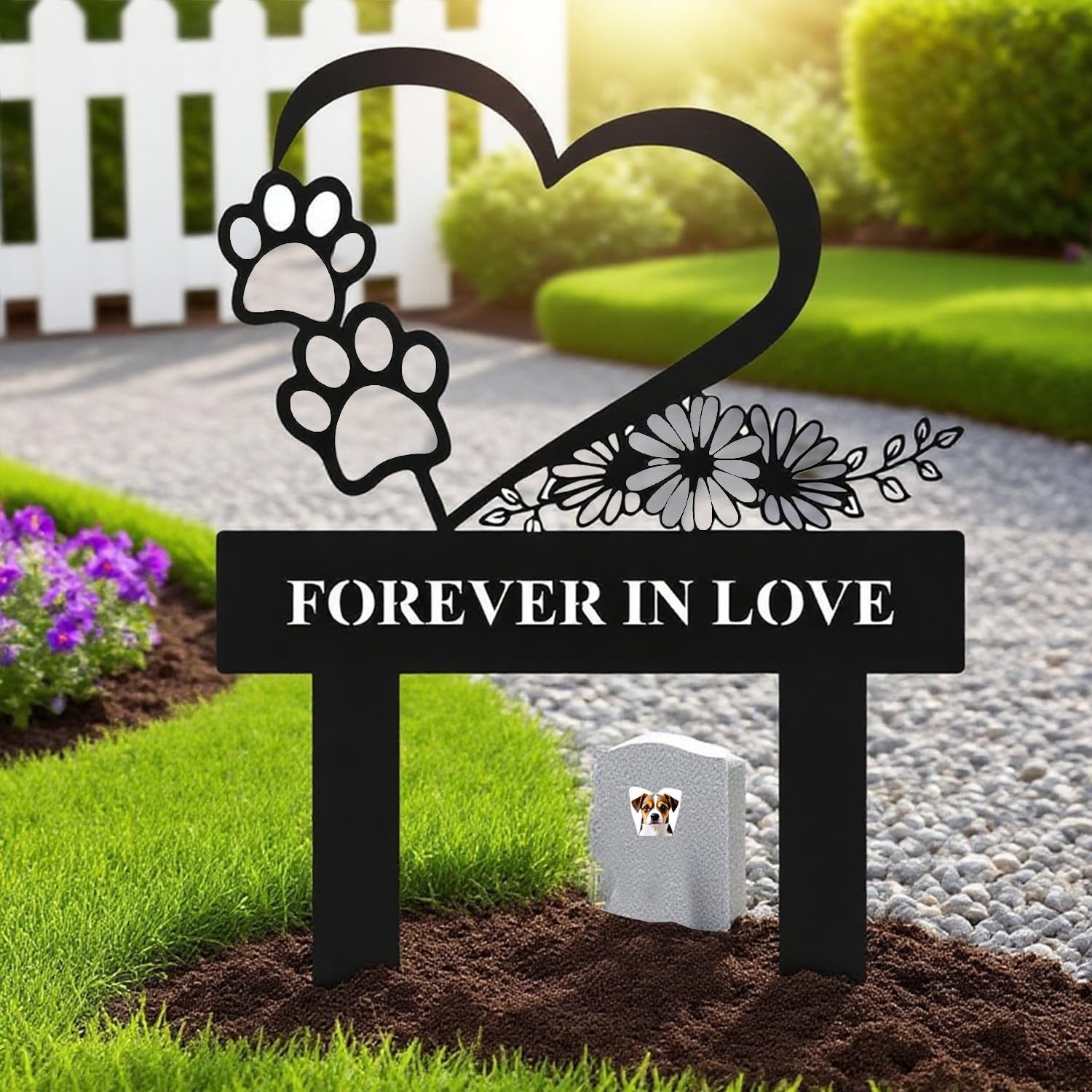 Pet Memorial Garden Stake for Dog or Cat – Weatherproof Metal Grave Marker, D…