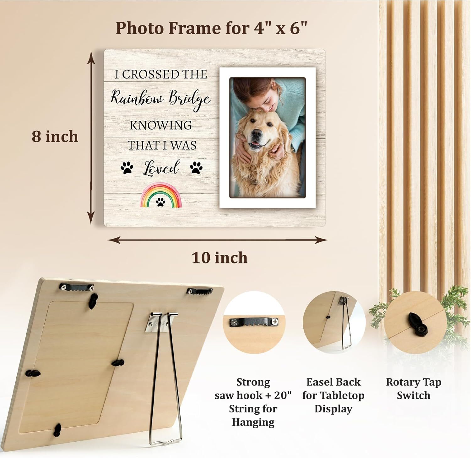 Rainbow Bridge Pet Memorial Gifts Picture Frame – Dog Memorial Gifts for Loss