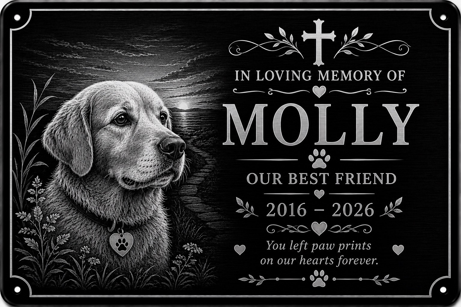 Personalised Pet Memorial Plaque Custom Photo Engraved Aluminium Dog Cat Horse