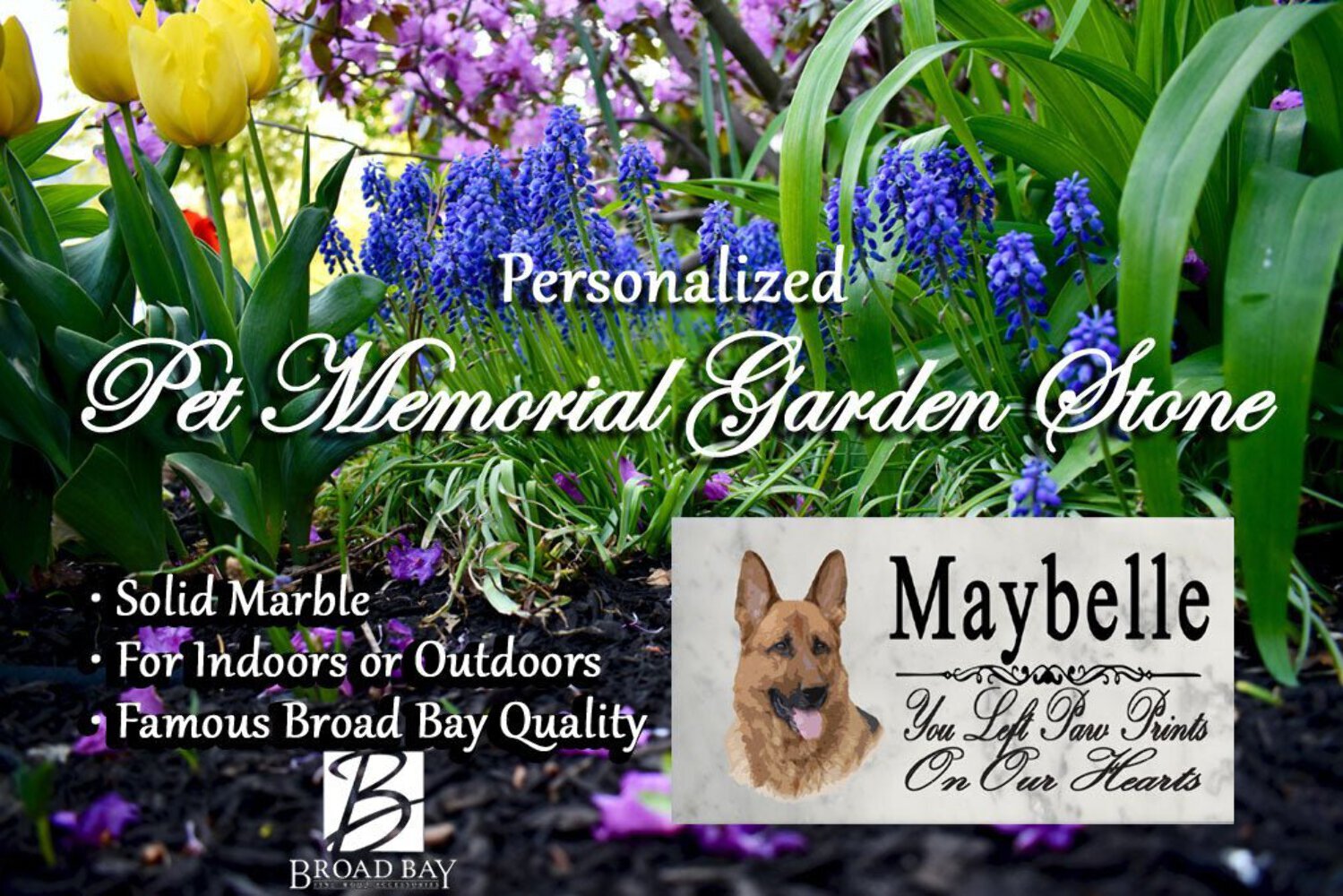German Shepherd Memorial Stone Dog Grave Marker Garden Plaque