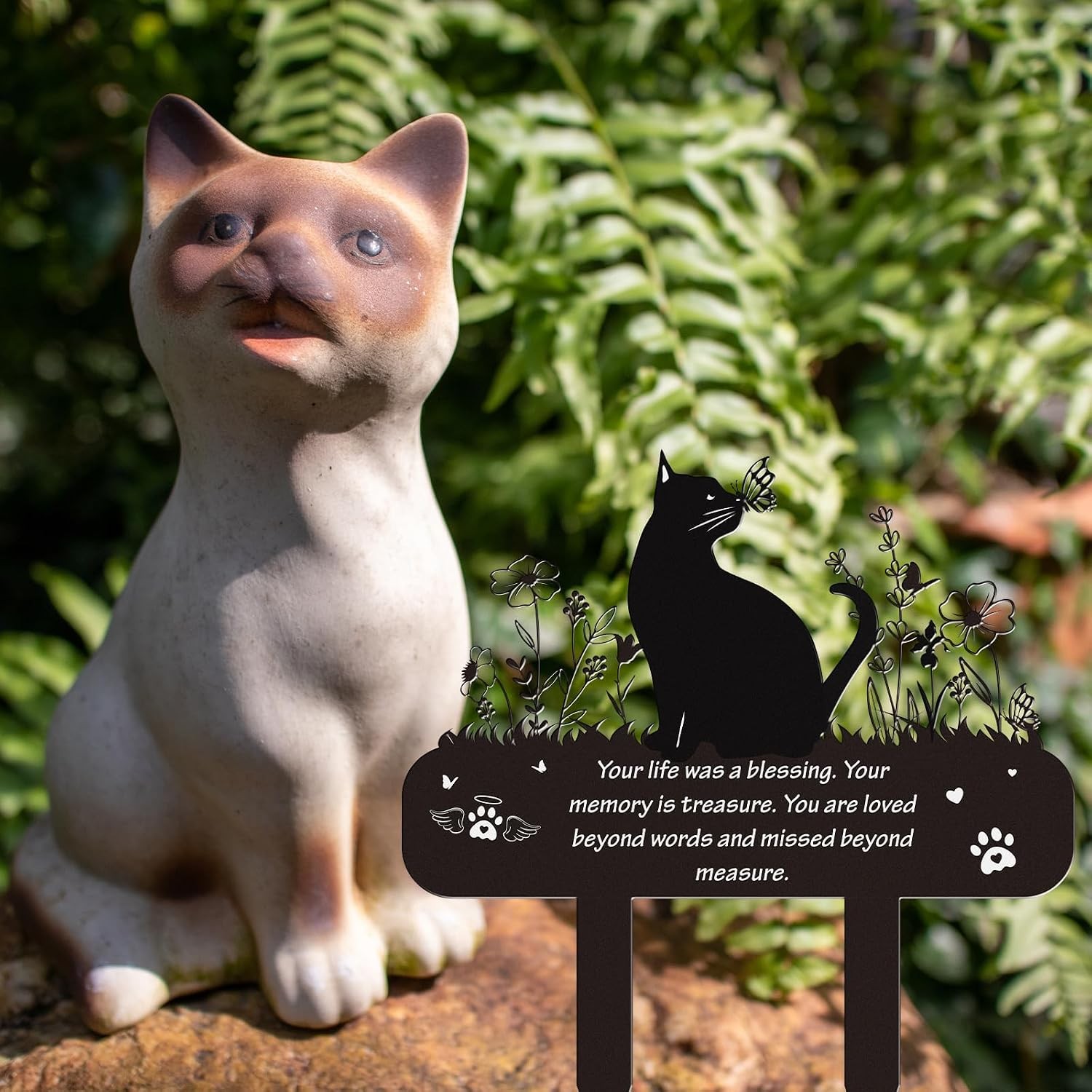 Pet Cat Memorial Grave Markers – Rngmsi Flowers Butterfly Cat Metal Garden Stake