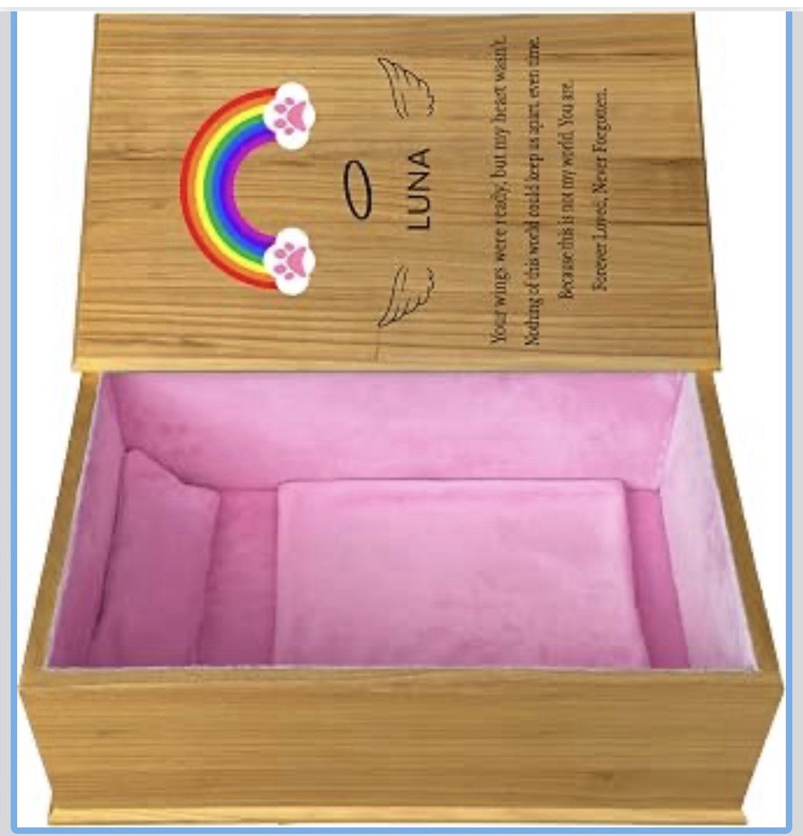 Handmade Pet Casket Pine Wood，Dogs Cats Coffin,Pet Burial Box Memorial, XS, Pink