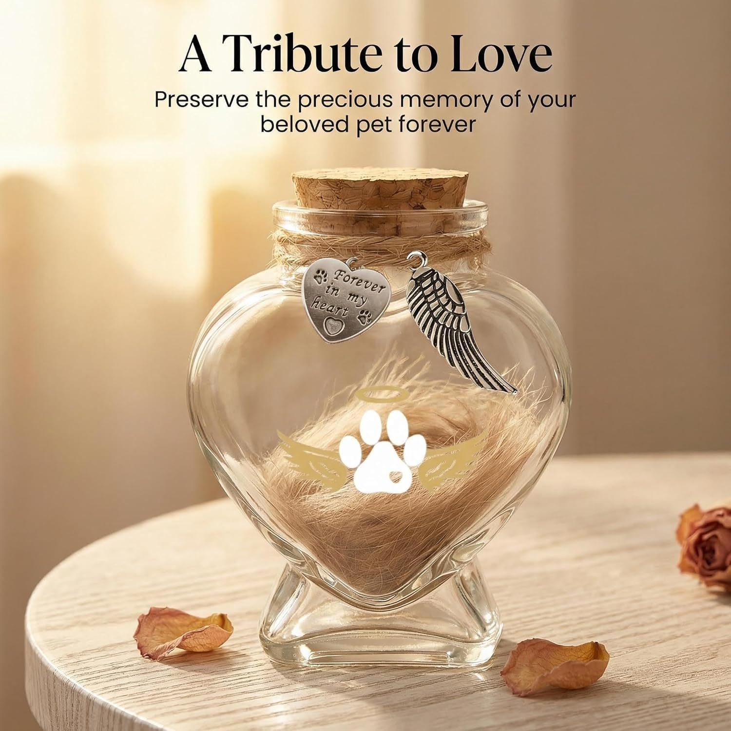Pet Memorial Bottle for Pet Hair, Pet Fur Memorial Keepsake, Keepsake for Dog an
