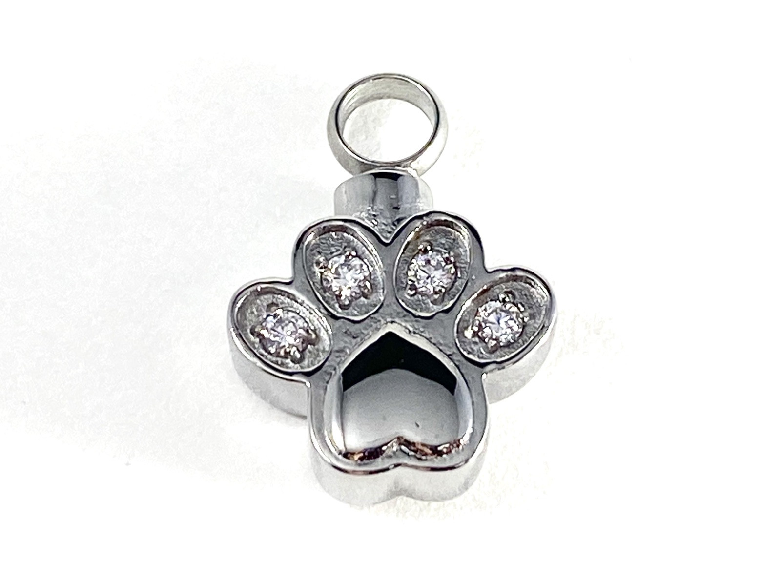Pet Cremation Pendant Urn Keychain 1″ Key Ring for Ashes Dog Cat Paw Print Paws