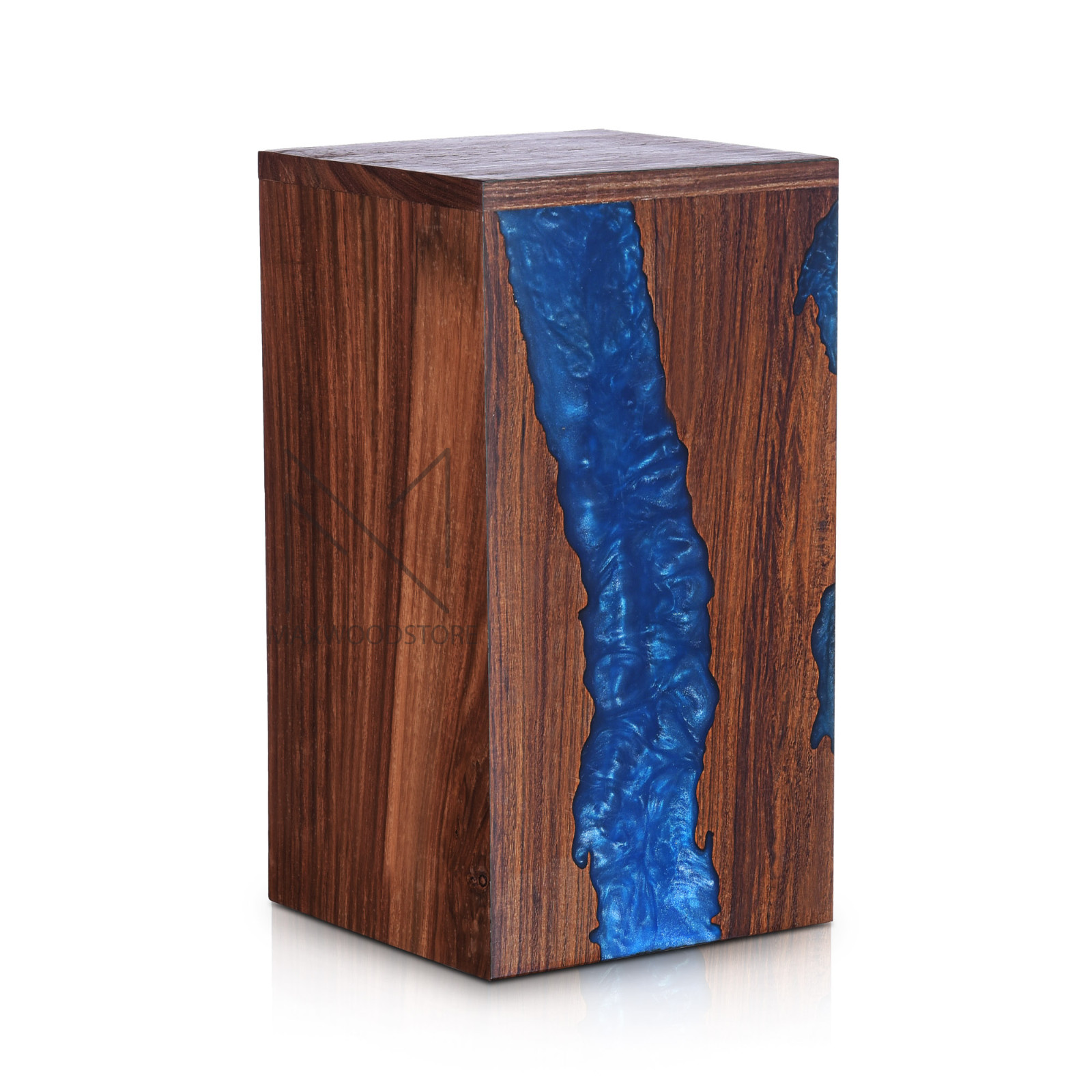 Wooden Urn Box-Urn Box-Rosewood and Blue Resin Design Urn Box For Human Ashes