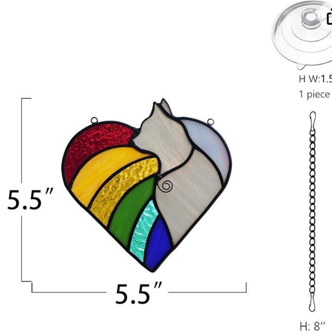 Cat Memorial Gifts for Cat Lovers,Rainbow Bridge Pet Memorial Stained Glass