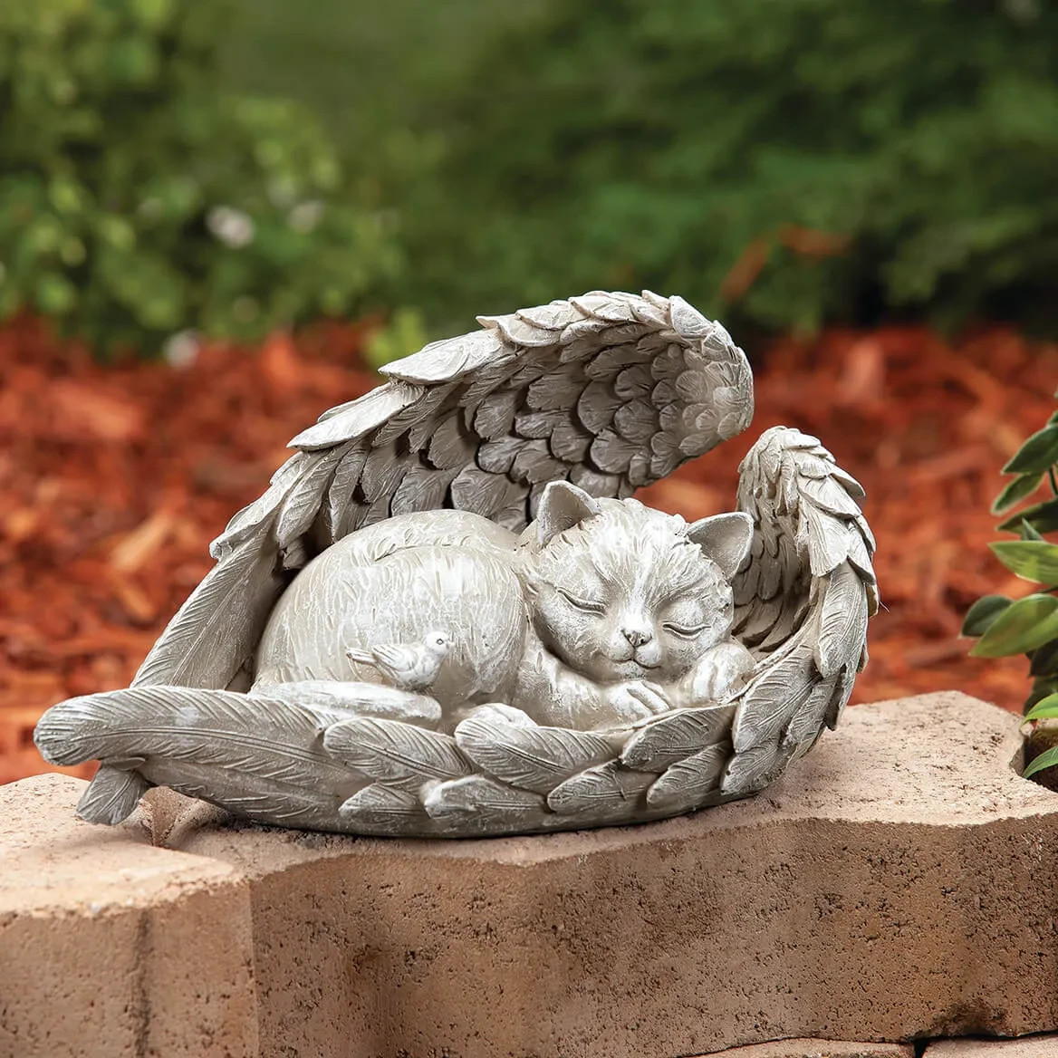 CAT Pet Sleeping Angel Wings Memorial Garden Stone Cemetery Grave Garden Yard