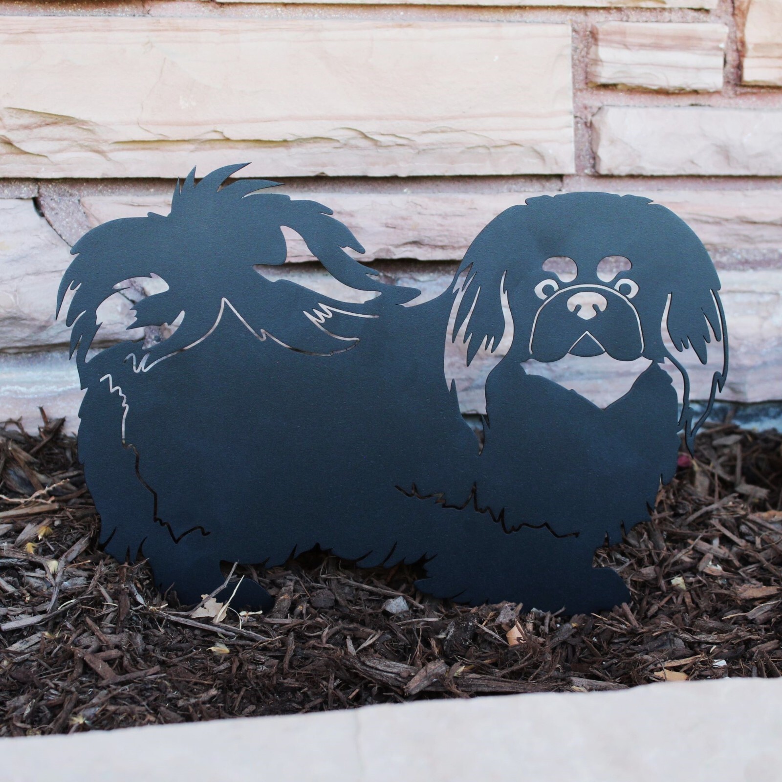 Pekingese Black Metal Dog Silhouette