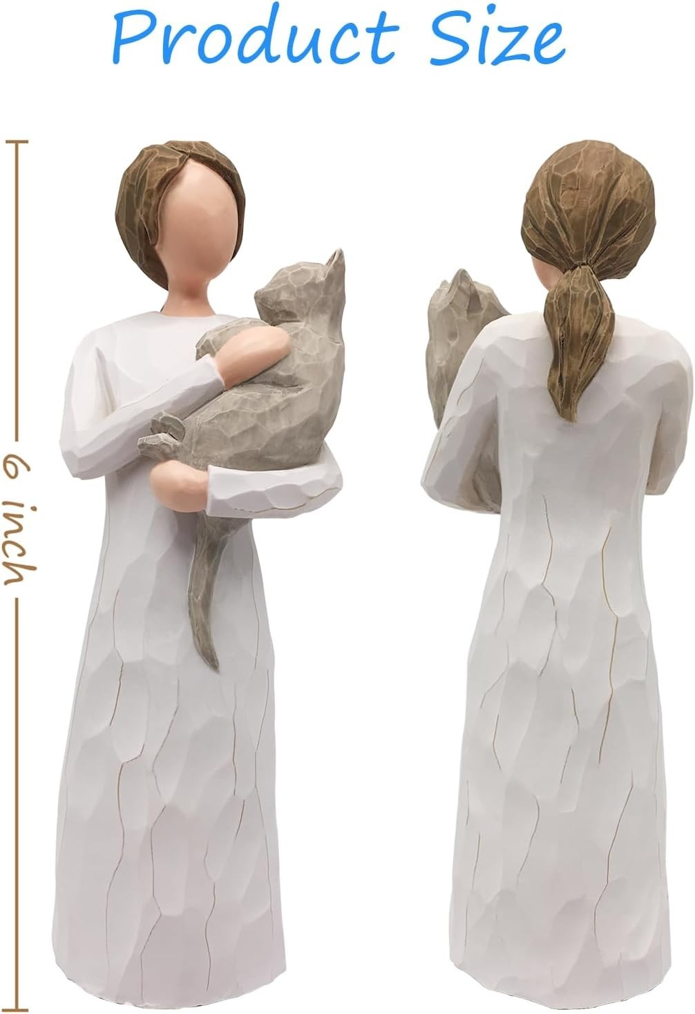 Collectible Cat Remembrance Gift – Sentimental 6-Inch Cat Angel Statue with Card