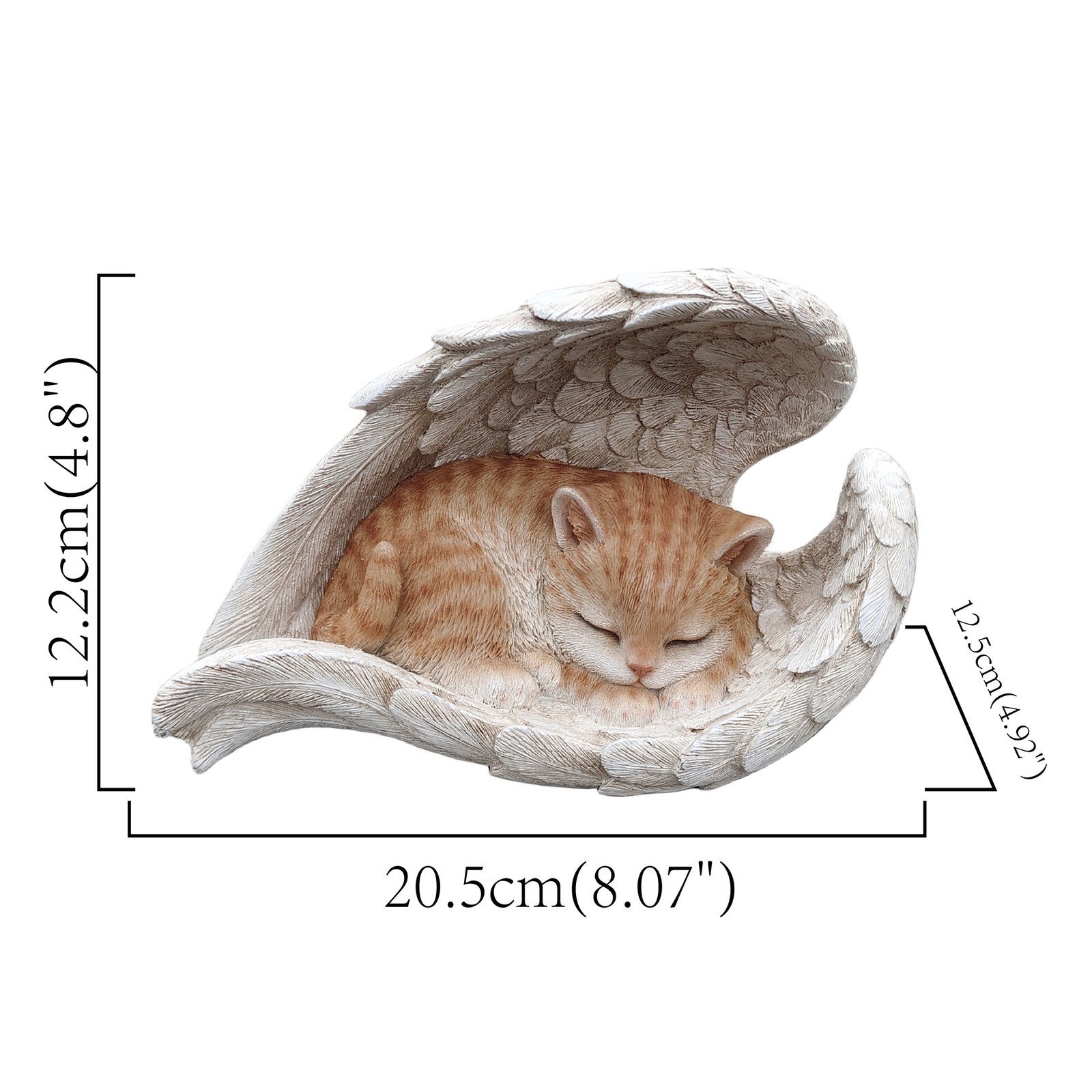 Angel Cat Garden Statue Orange Tabby Sleeping Pet Memorial Bereavement Gift