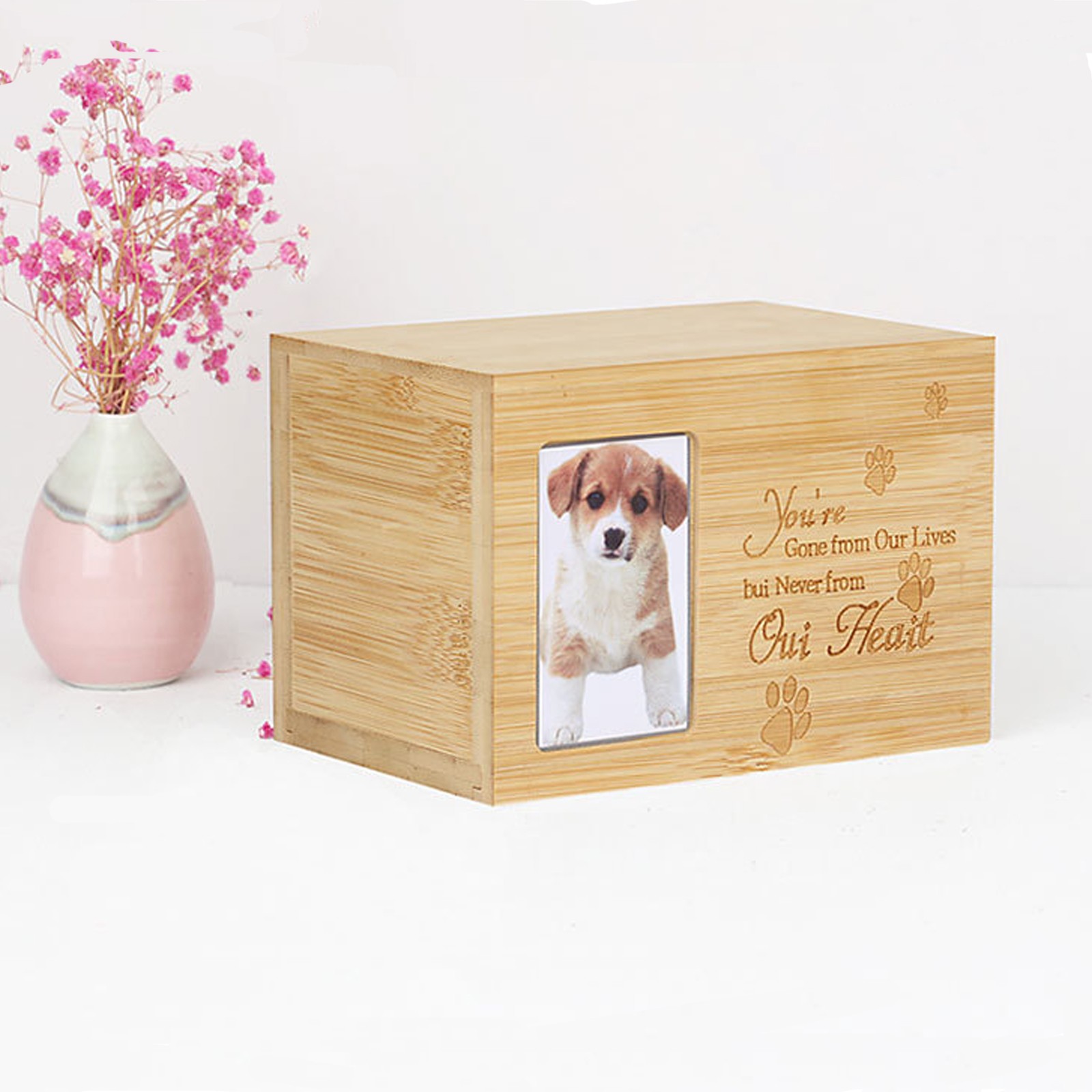 Pet Memorial Urns for Dog or Cat Memory Box with Photo Frame Pet Cremation Urns