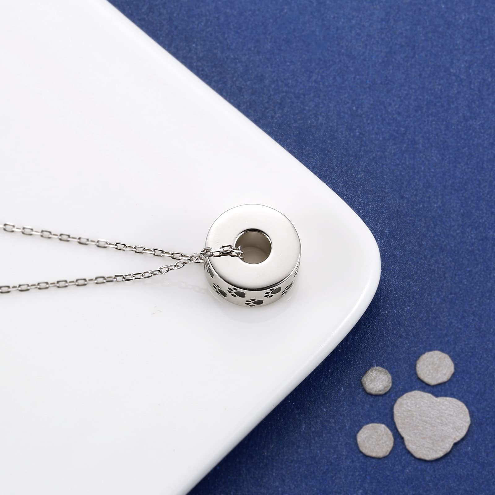 MANBU 925 Sterling Silver Cremation Jewelry for Pet Ash – Memorial Ash Pendan…