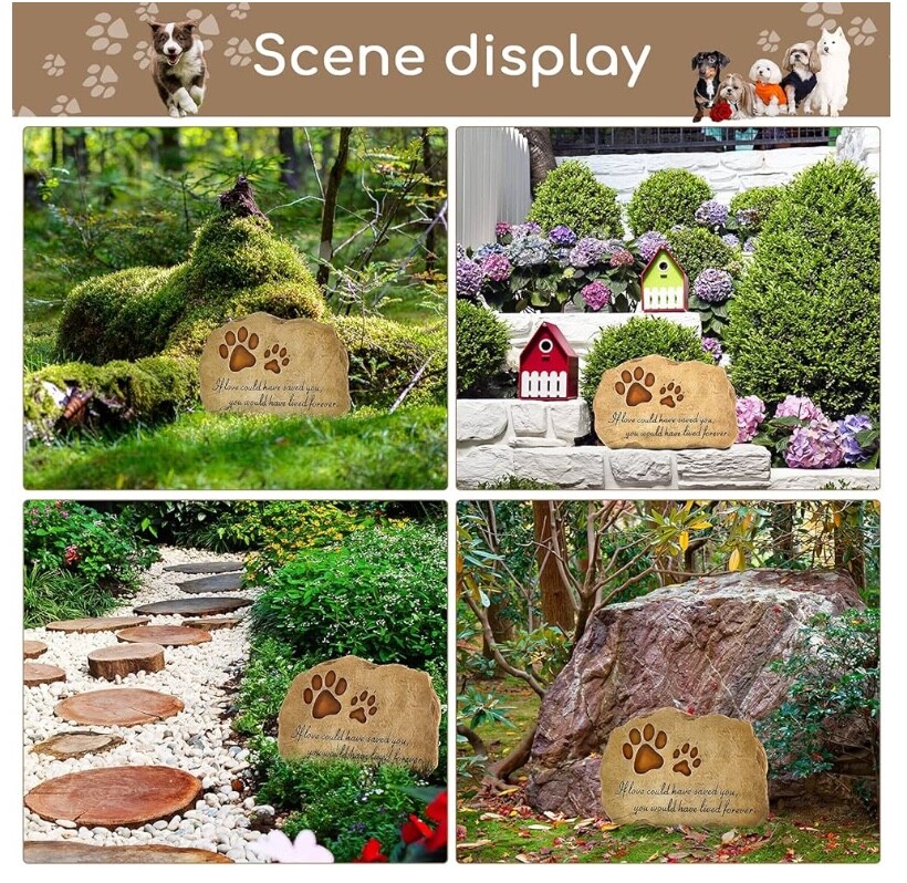 Pet Memorial Stone Pet Memory Stepping Stone Cat Dog Headstone Garden Memorial..