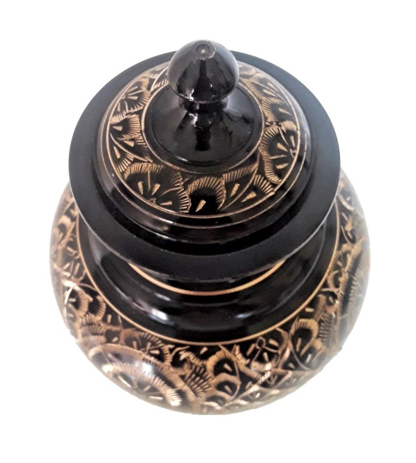 Solid Brass Lacquered Hand Etched Pet Memorial Urn Remembrance Screw On Lid