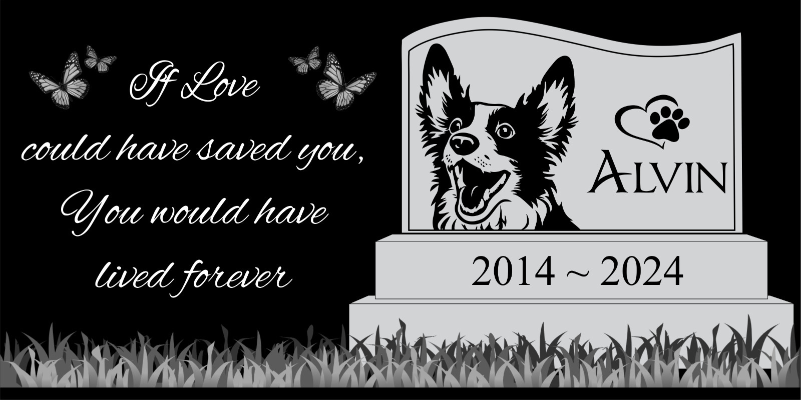 Pet memorial Engraved Marker, headstone Granite gravestone Boxer dog