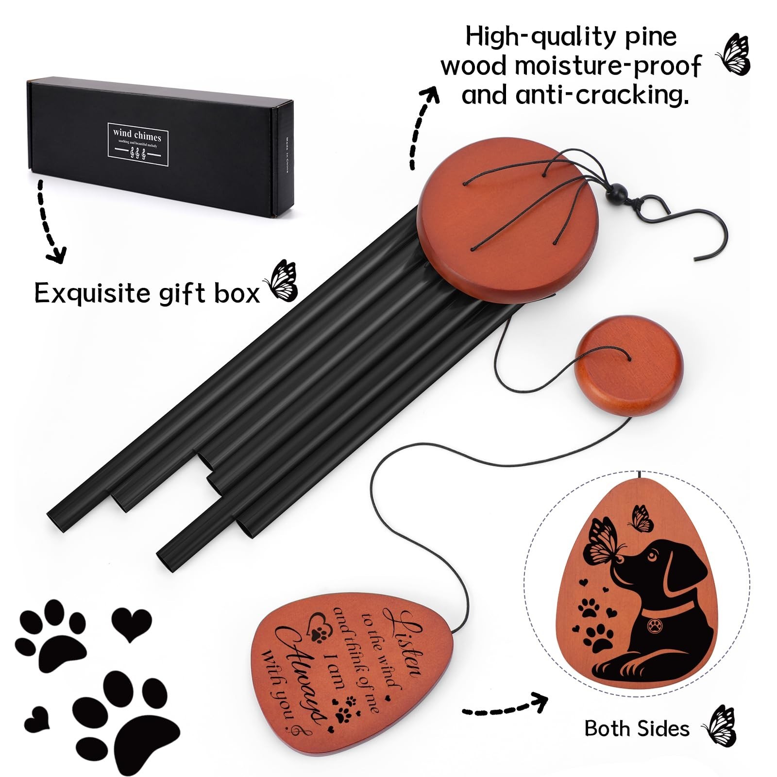 Dog Memorial Gifts Wind Chimes, Loss of Dog Sympathy Windchime Puppy Passing …