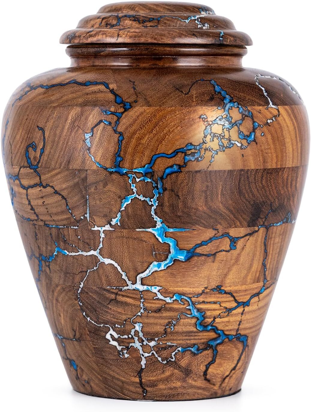 Cremation Urn for Human Ashes Adult Male Female Fractal Burned & Resin Artwork W