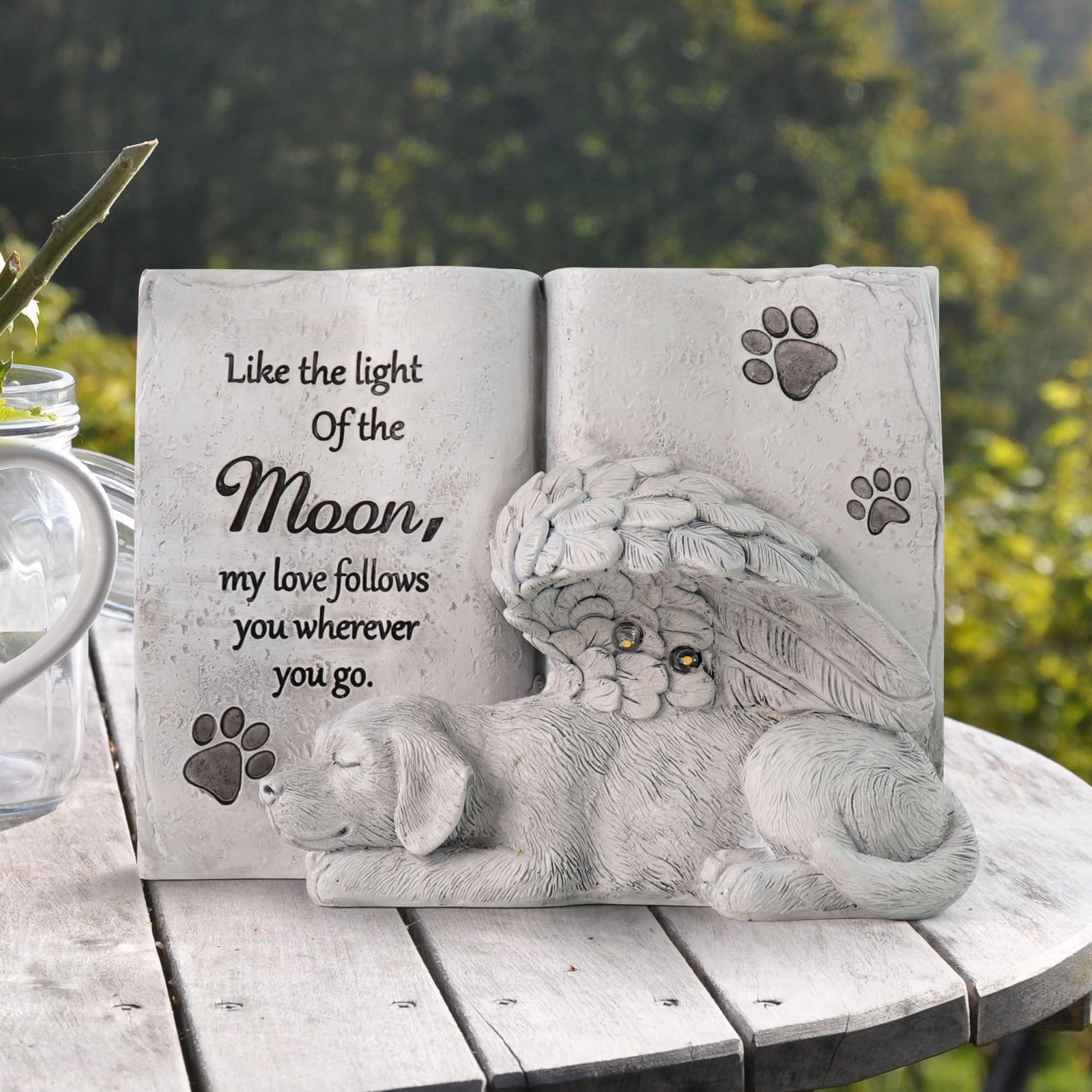 Solar Dog Angel Statue, Pet Dog Memorial Stone, Dog Memorial Gifts Or Garden …