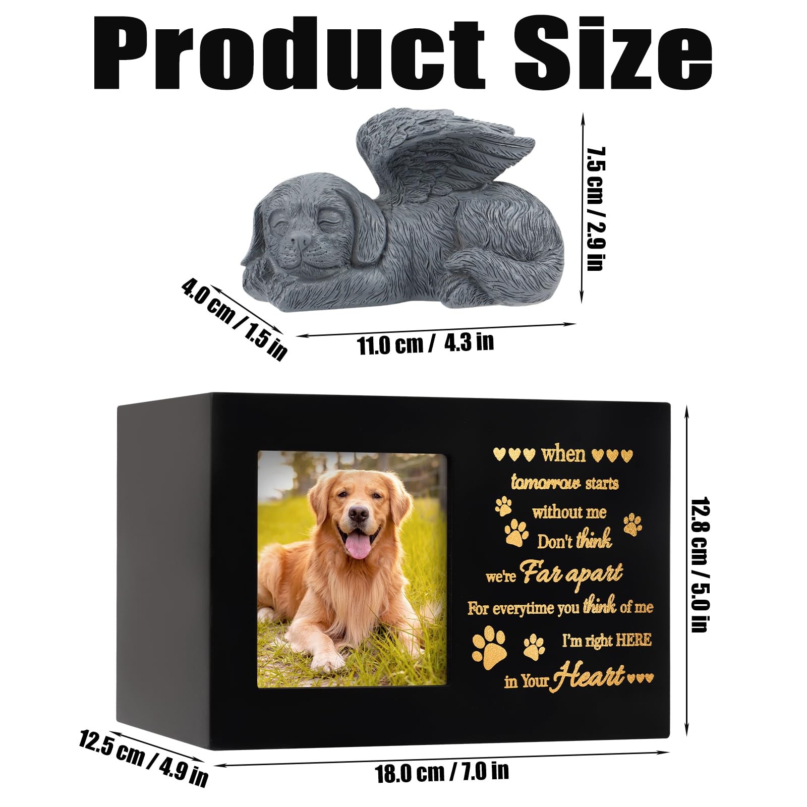 Pet Urns for Ashes, Large Wooden Pet Urns for Dog or Cat Ashes with Dog Angel…