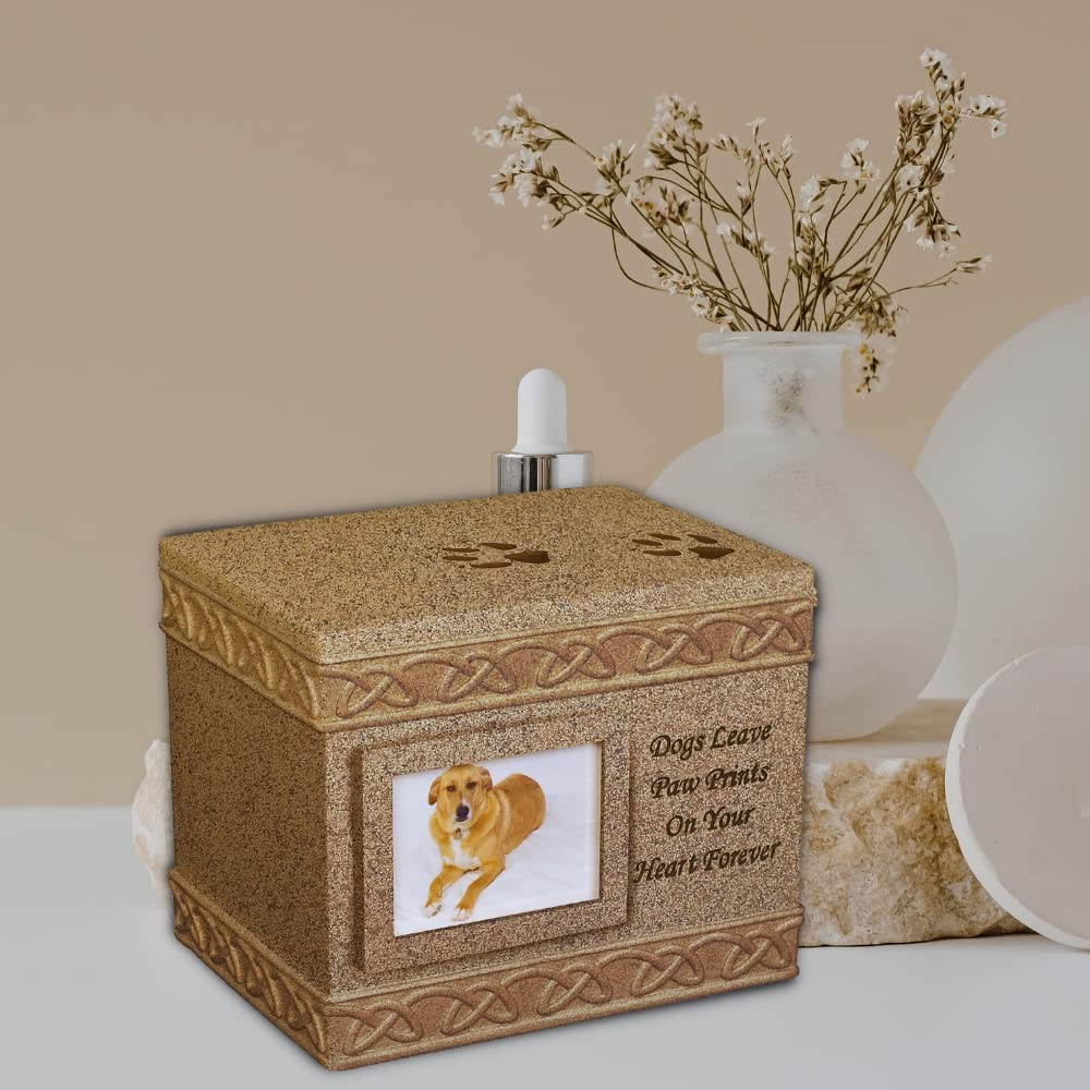 Angelstar Comfy Hour Pet Memorial Urn For Dog Dark Brown Sandstone Look Holds