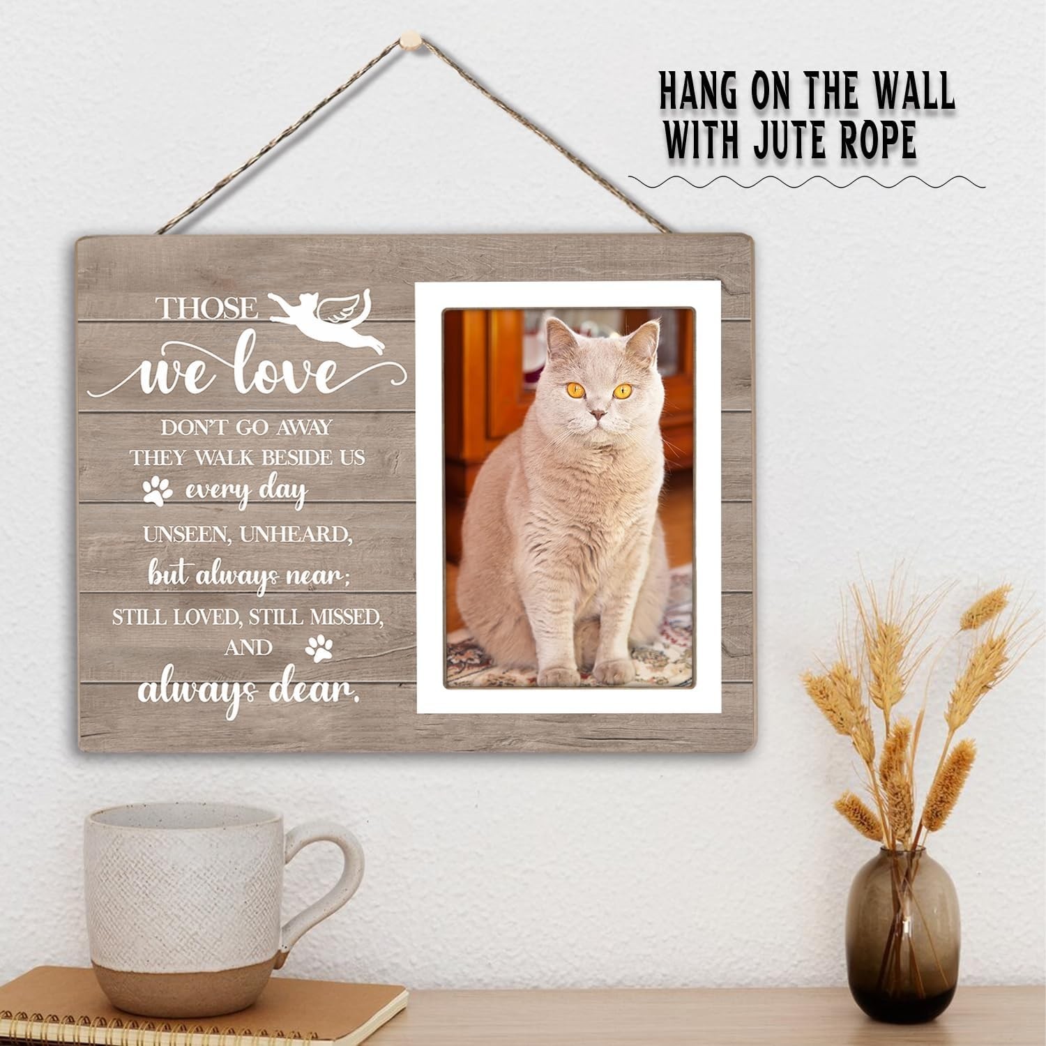 Cat Picture Frame, Cat Memorial Wooden Photo Frame, Pet Remembrance Gift, Sym…