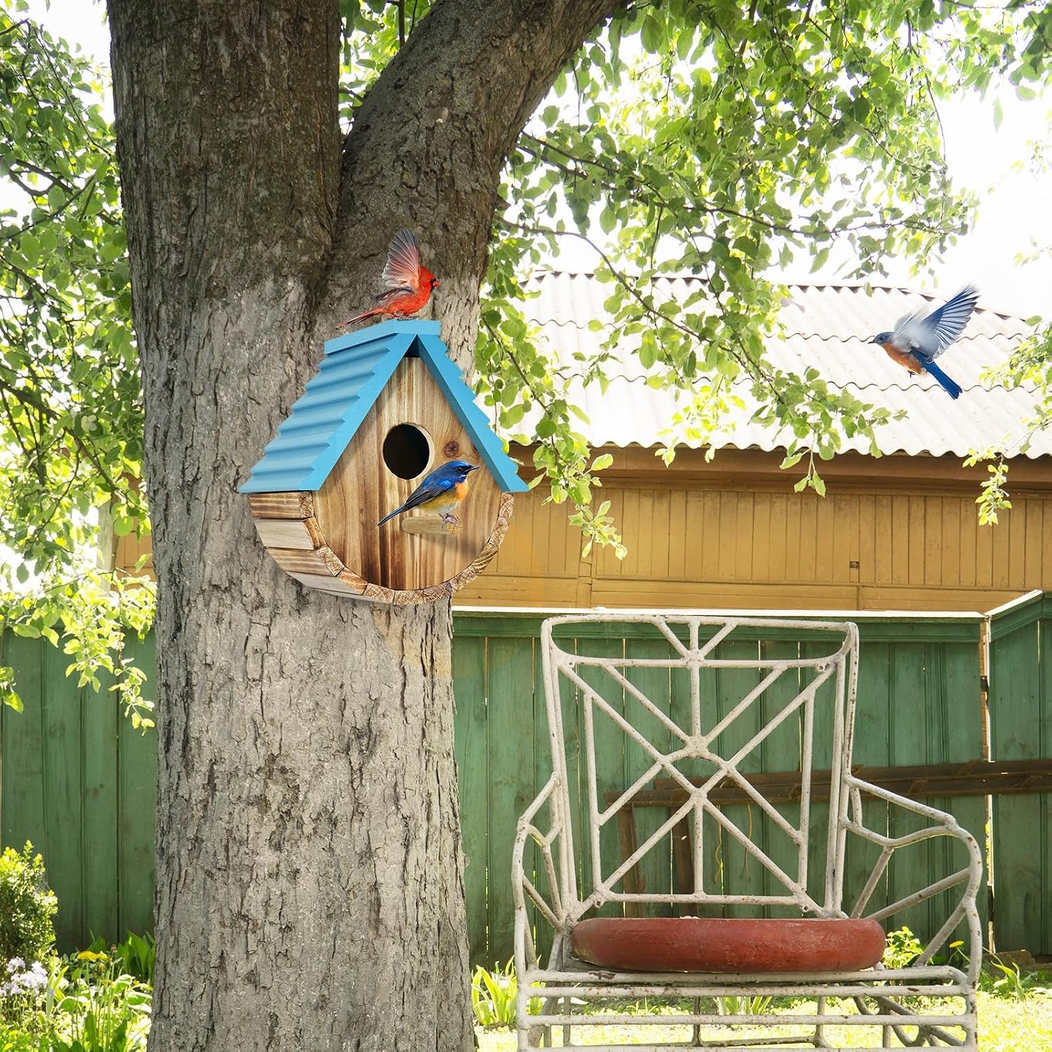 Auslar Wooden Birdhouse Hanging Garden Bluebird Cardinal