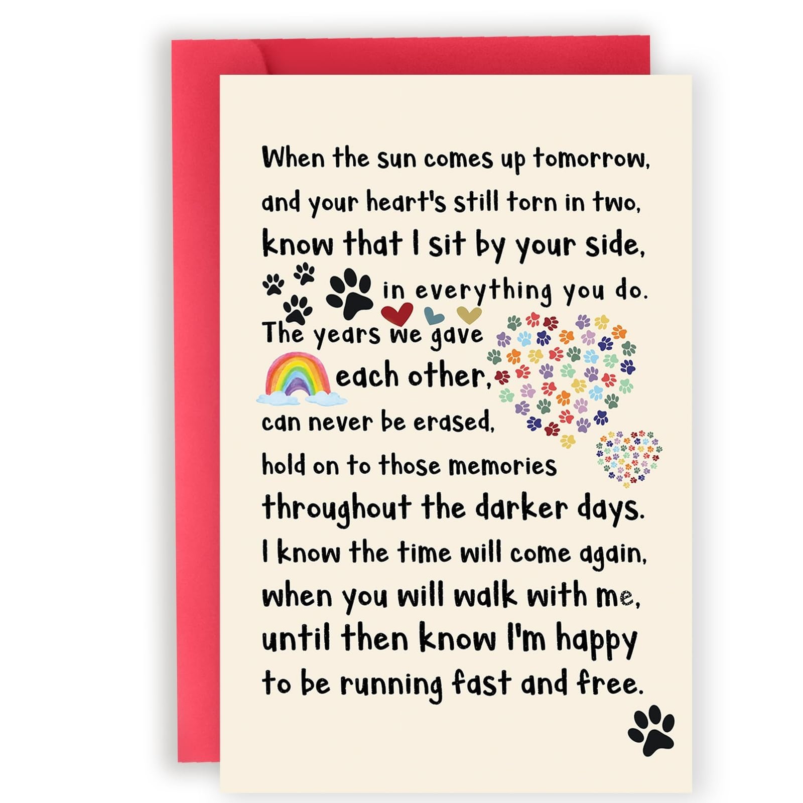 Pet Loss Sympathy Card for Dog Cat, Memorial ＆Sympathy Gifts Loss of Dog