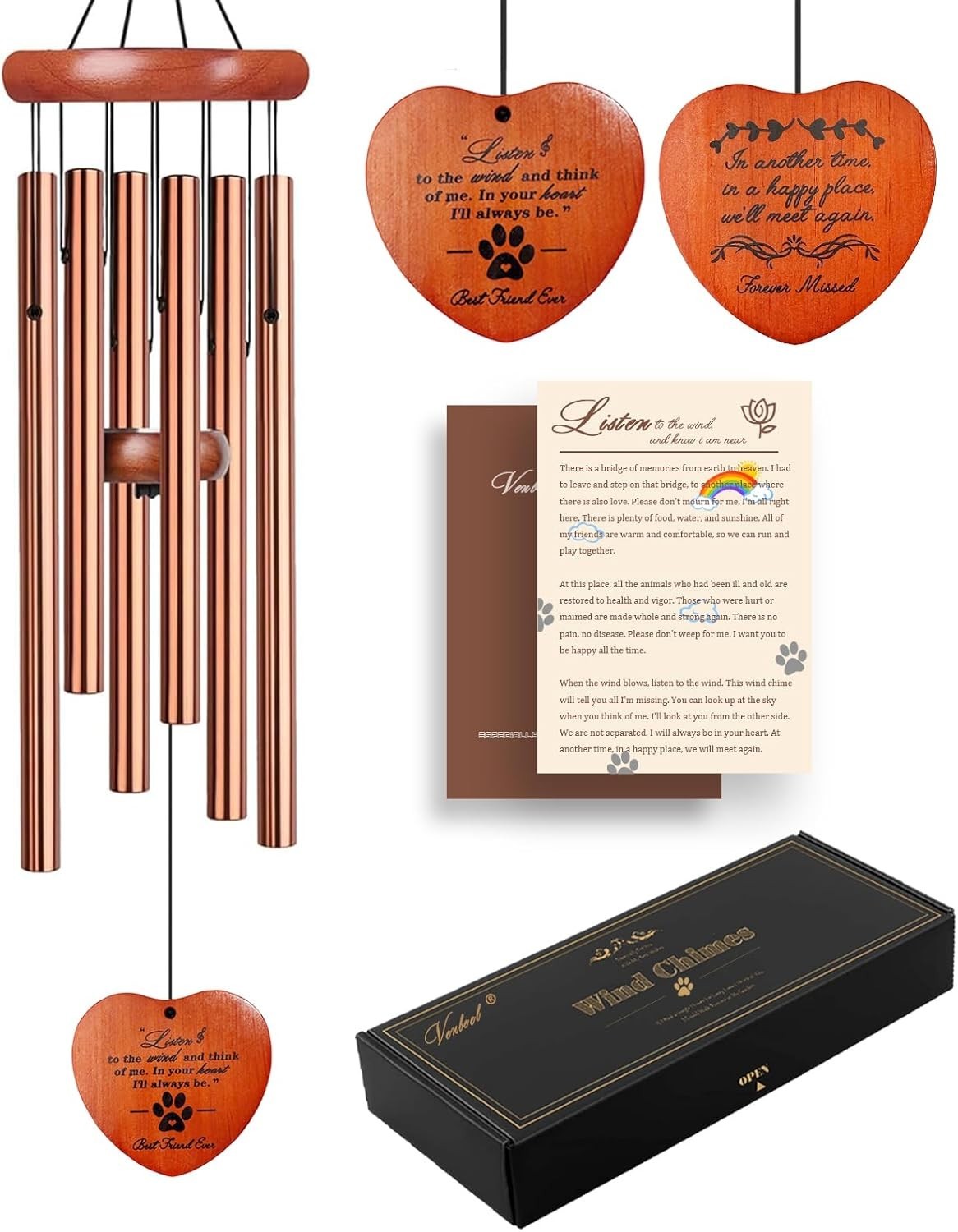 Beautiful Dog Memorial Gift – Golden Wind Chime Remembrance