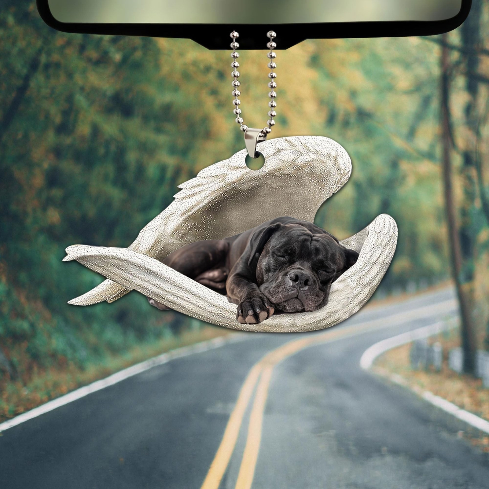Talataca Cane Corso Sleeping Angel Wing Memorial Dog 2D Flat Car Rear View Mi…