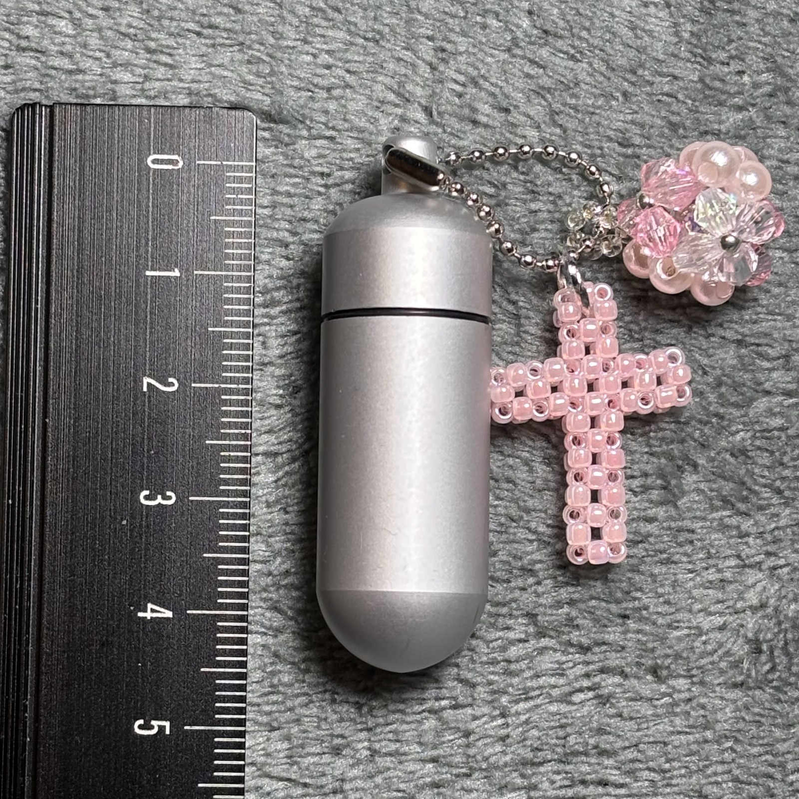 Cremation Ashes Keychain – Cremation Keepsake(pink cross and pink ornaments)