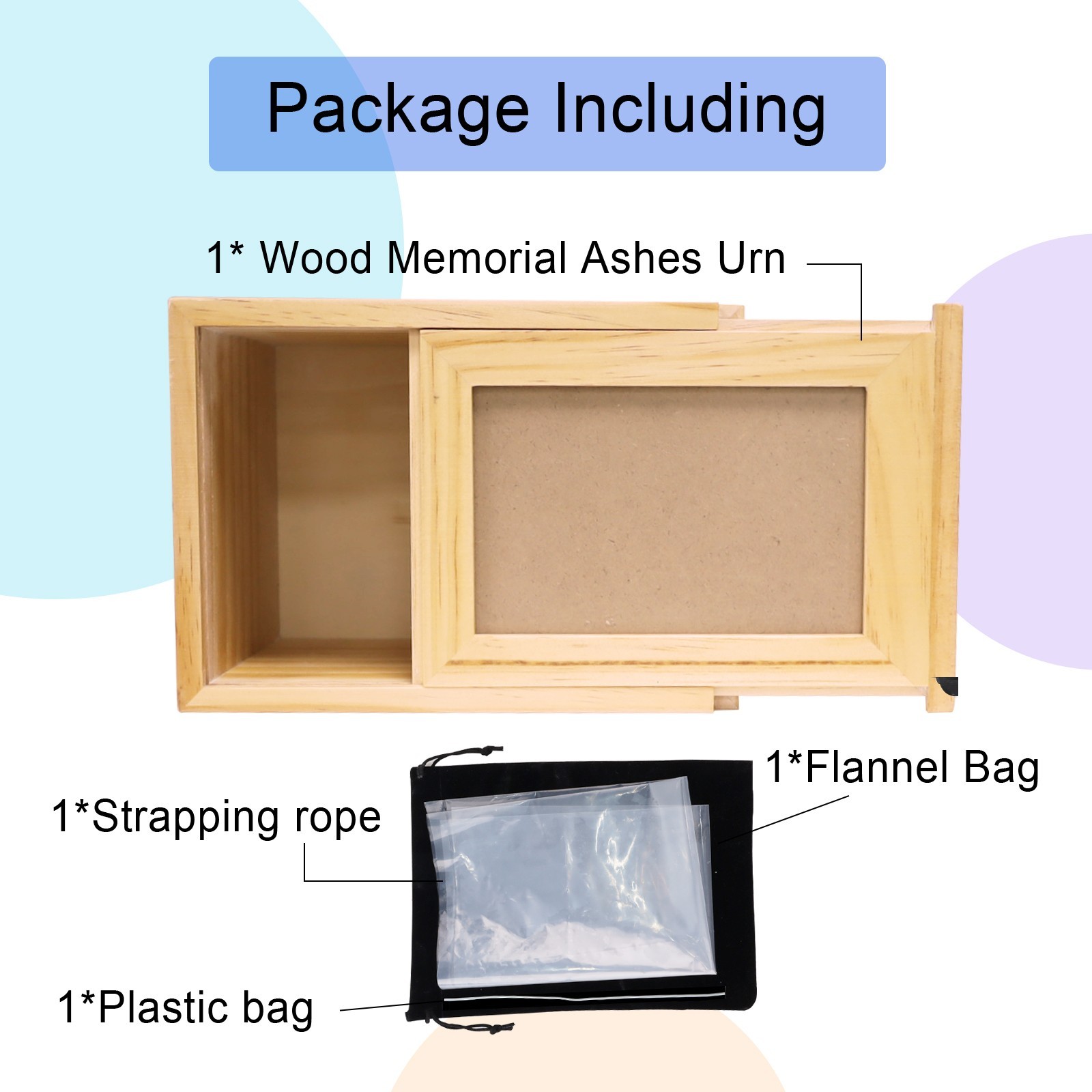 Pine Wooden Pet Memorial Urn with Picture Frame for Human Pet Ashes