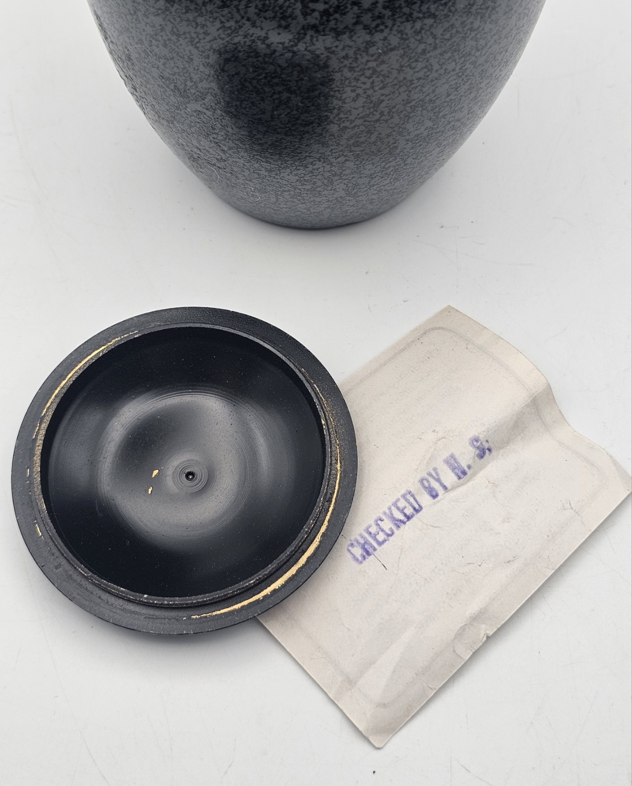Brass Small Memorial Cremation Urn w/ Metal Lid 6″~ Human/Pet Ashes Grey & Black