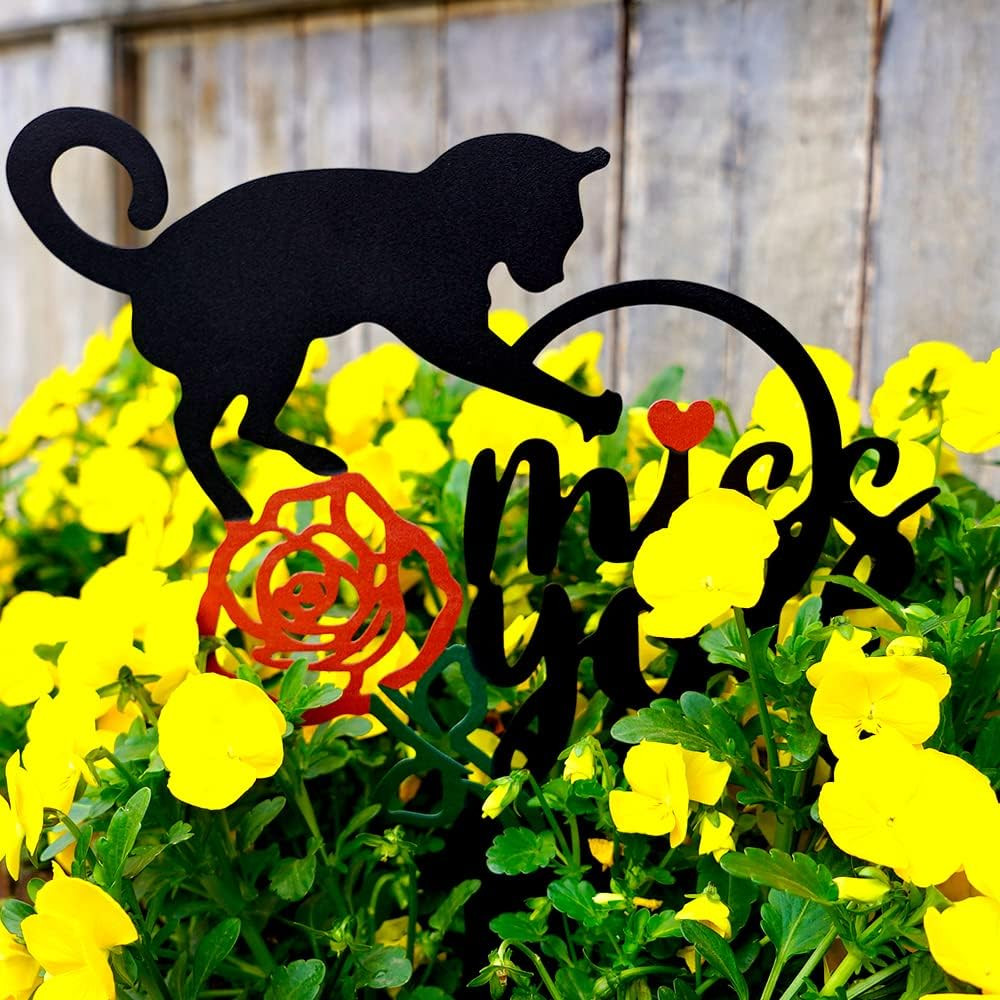Memorial Grave Markers Metal Pet Memorial Stake Cat Memorial Sign,Miss You Sign