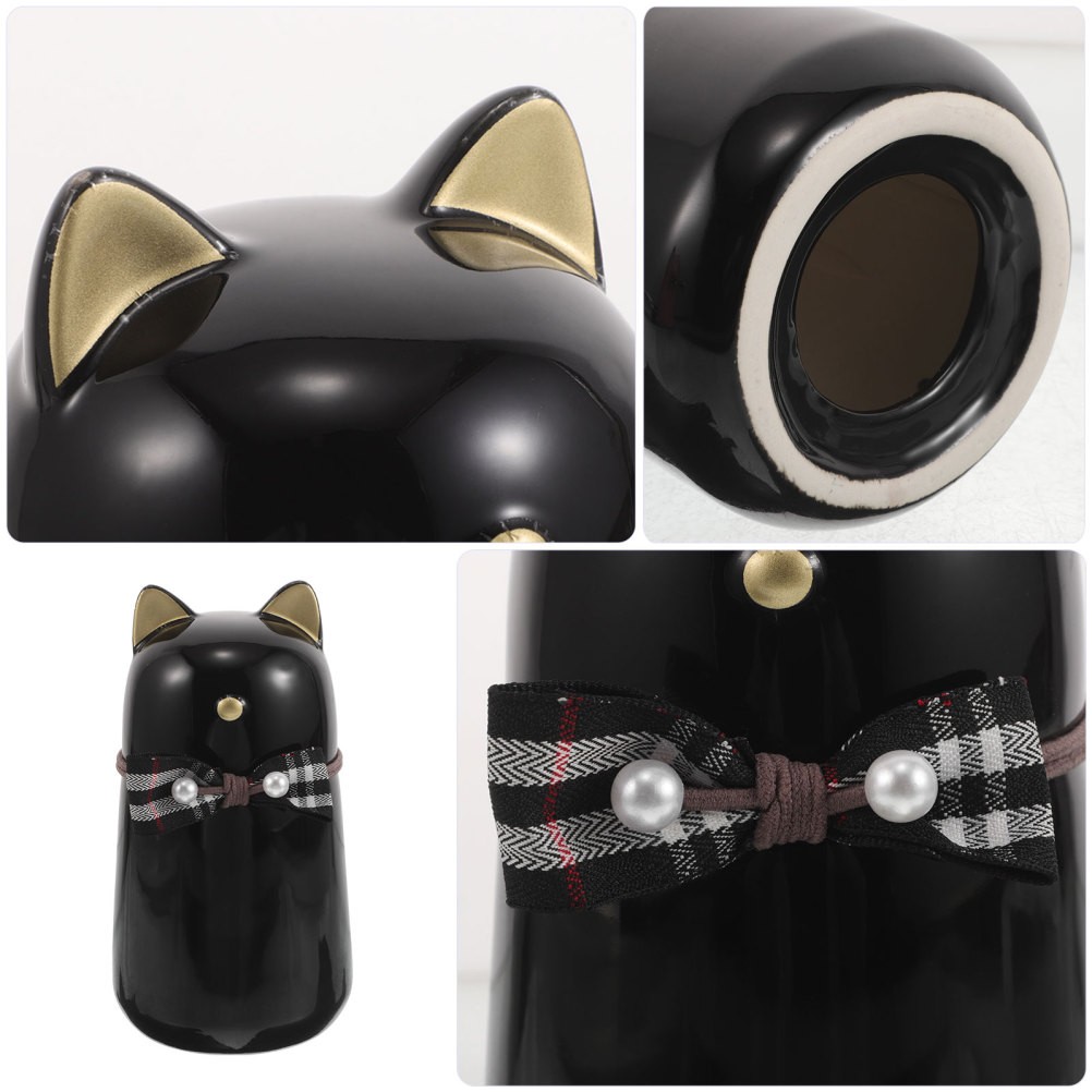 Decorative Black Cat Funeral Urn Ceramic Keepsake Box for Pet Ashes Storage