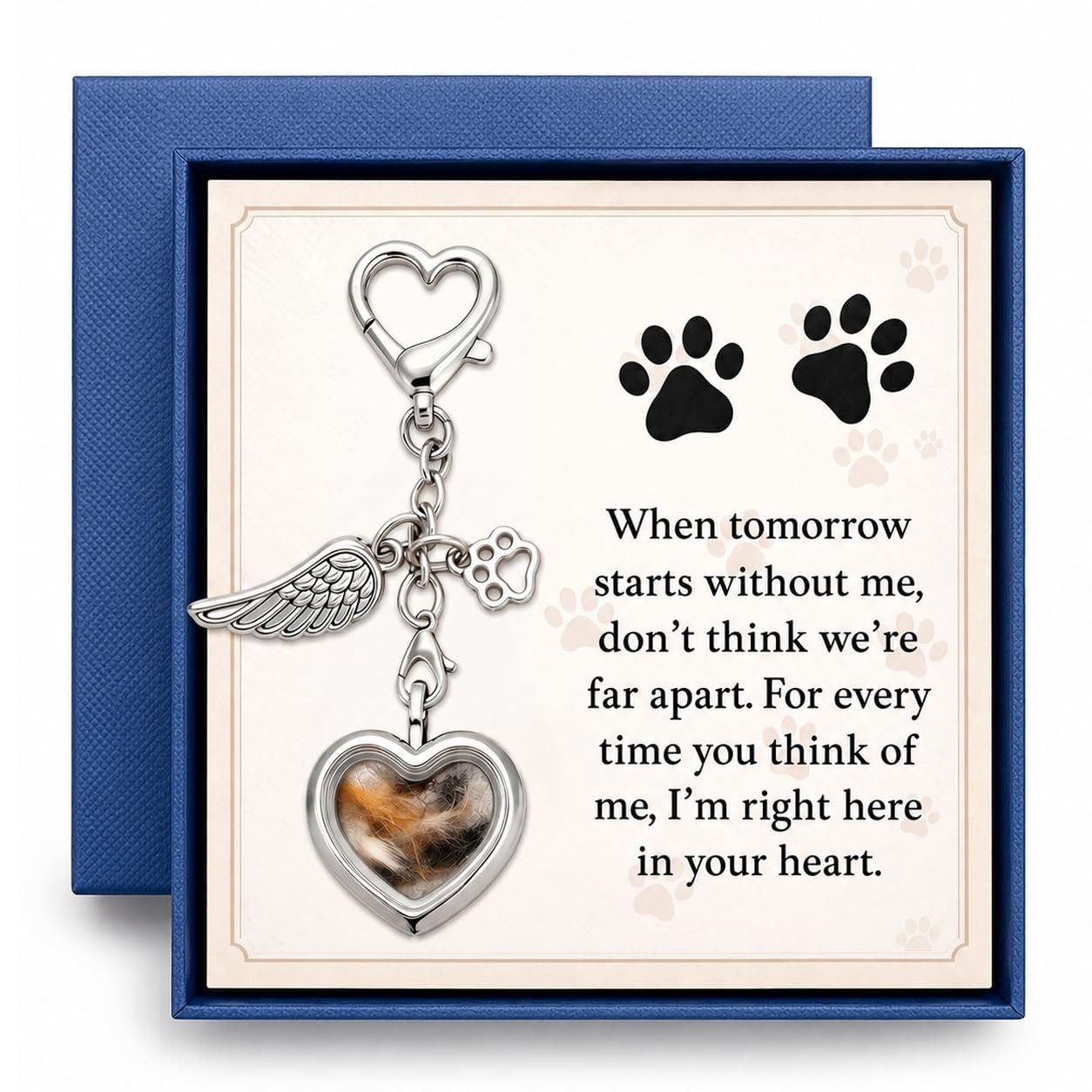 WCDHOR Pet Fur Keepsake Sympathy Gift, Dog Cat Memorial Locket Keychain with …