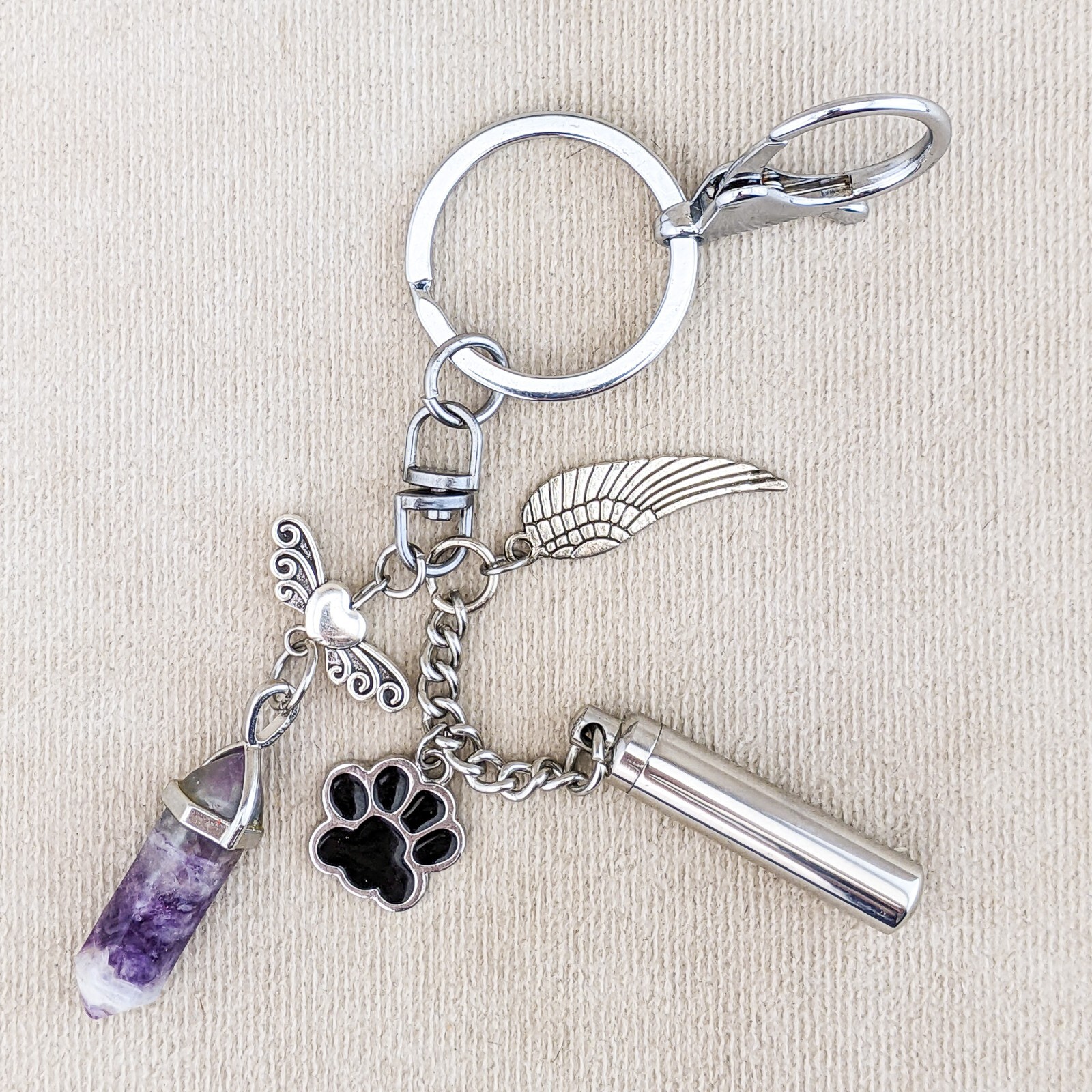 Pet Urn Keychain stone Keyring Ashes Cremation Keepsake Memorial Miniature Gift